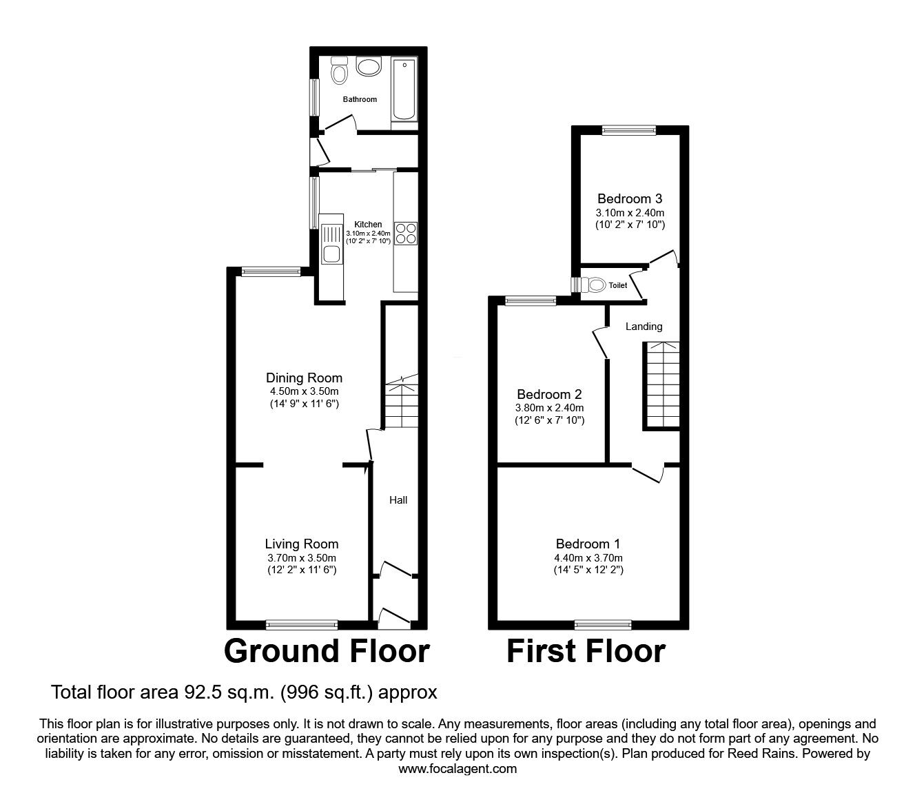 Floorplan of 3 bedroom Mid Terrace House for sale, Brynn Street, St. Helens, Merseyside, WA10