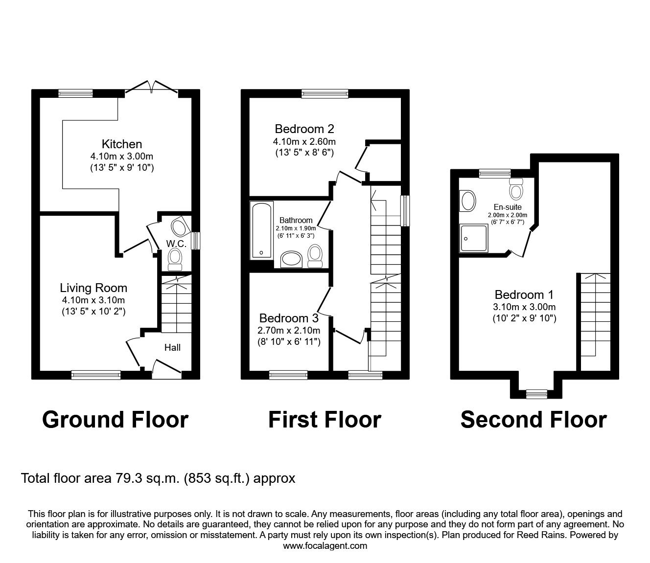 Floorplan of 3 bedroom Semi Detached House for sale, Rivenhall Close, Great Sankey, Cheshire, WA5