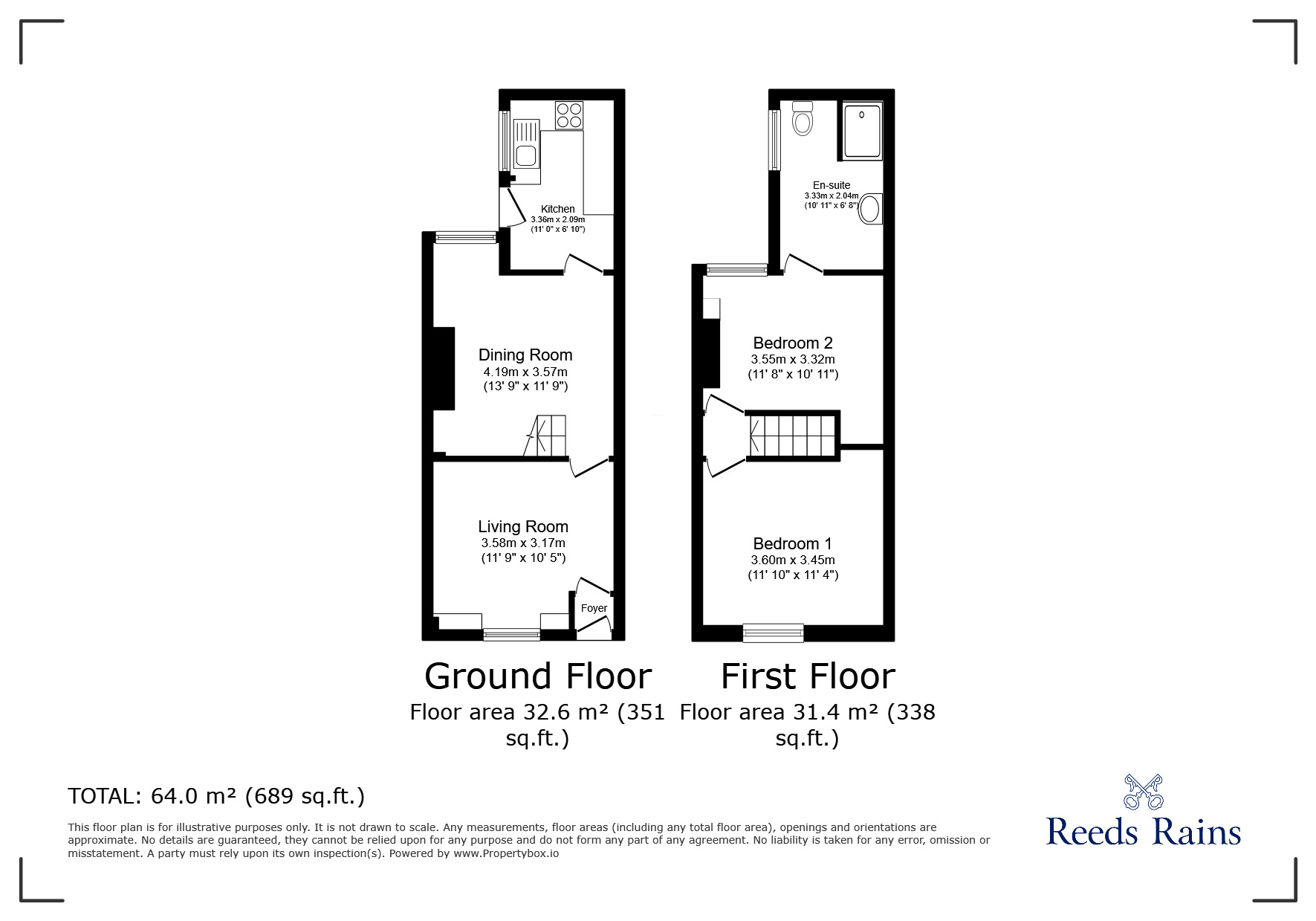 Floorplan of 2 bedroom End Terrace House for sale, Robins Lane, St. Helens, Merseyside, WA9