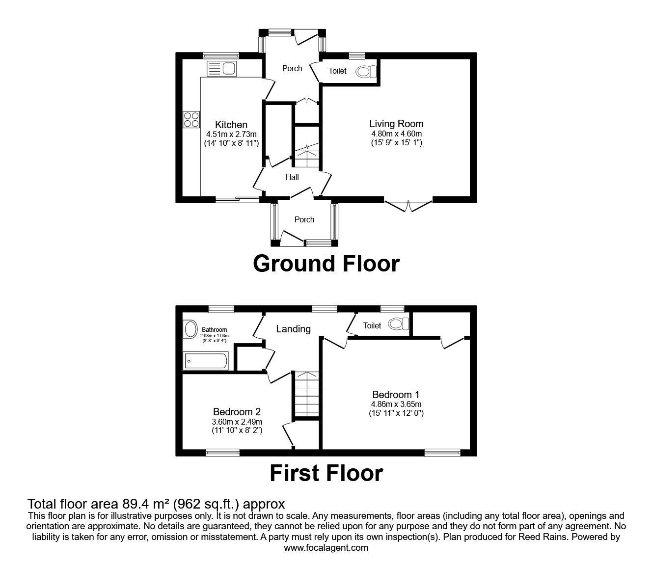 Floorplan of 2 bedroom End Terrace House for sale, Porlock Drive, Bransholme, East Yorkshire, HU7