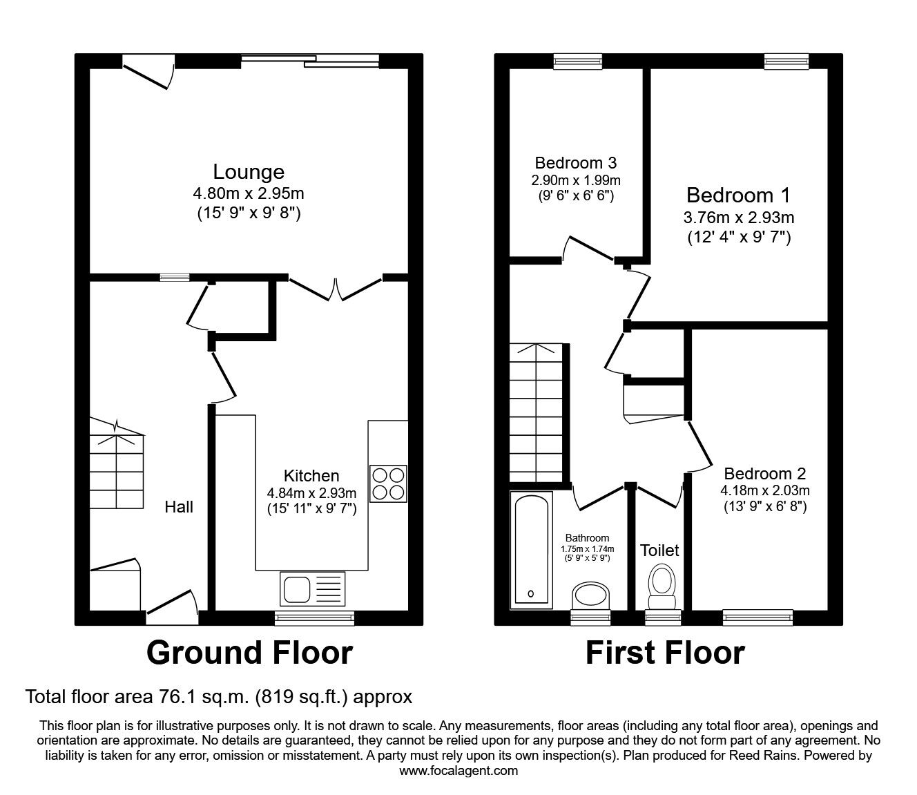 Floorplan of 3 bedroom End Terrace House for sale, Broadstone Close, Bransholme, East Yorkshire, HU7