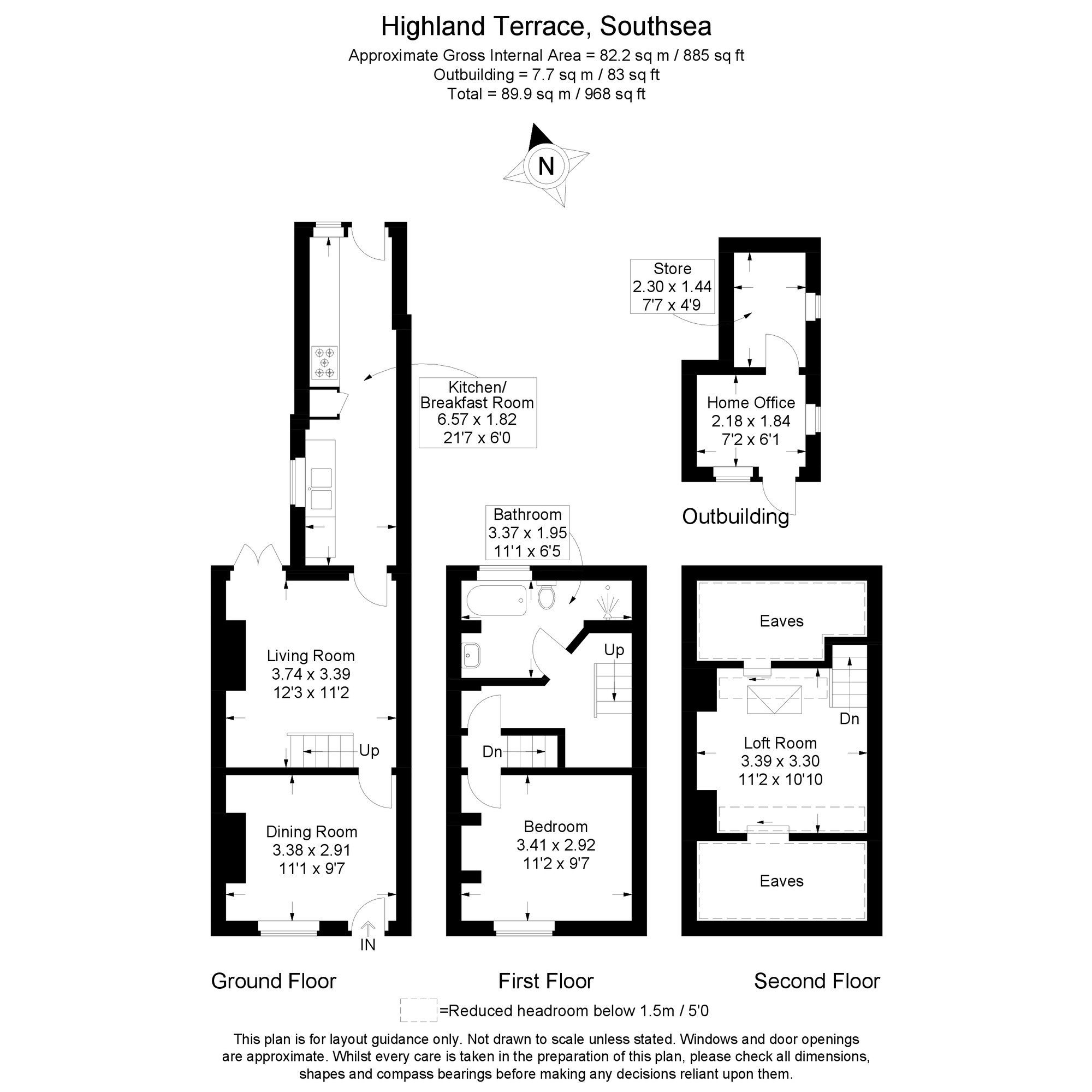 Floorplan of 2 bedroom Mid Terrace House for sale, Highland Terrace, Southsea, Hampshire, PO4