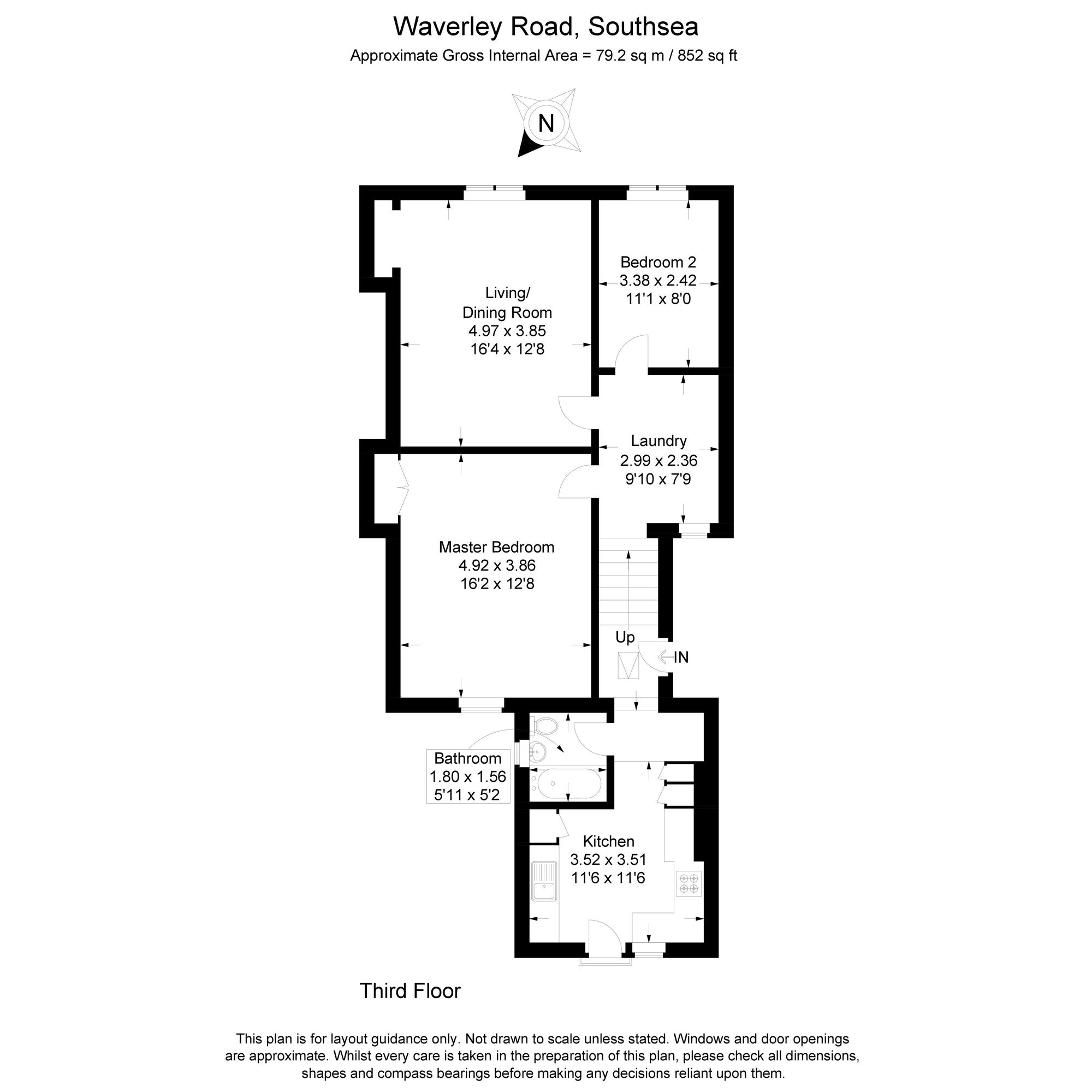 Floorplan of 2 bedroom  Flat for sale, Waverley Road, Southsea, Hampshire, PO5