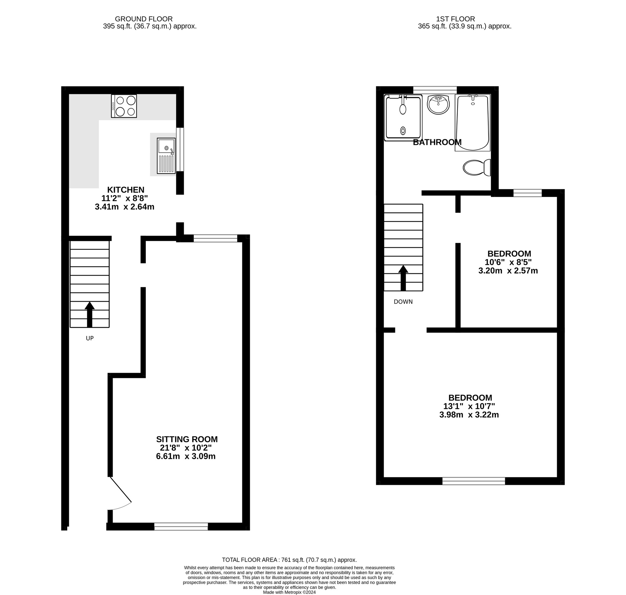 Floorplan of 2 bedroom Mid Terrace House for sale, Goodwood Road, Southsea, Hampshire, PO5