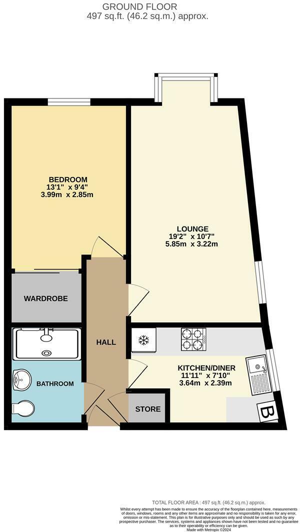 Floorplan of 1 bedroom  Flat for sale, Eastern Villas Road, Southsea, Hampshire, PO4