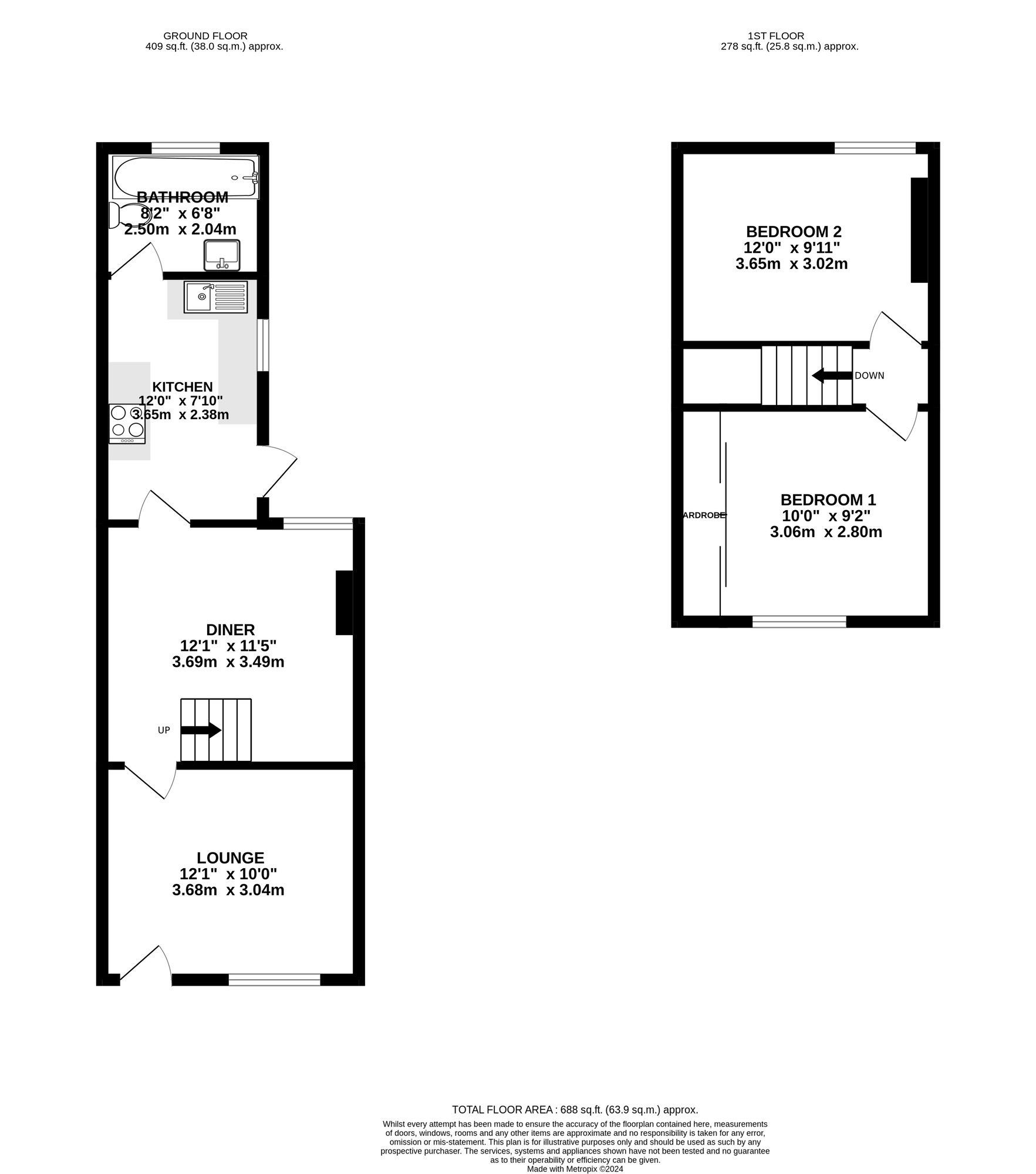 Floorplan of 2 bedroom Mid Terrace House for sale, Byerley Road, Portsmouth, Hampshire, PO1