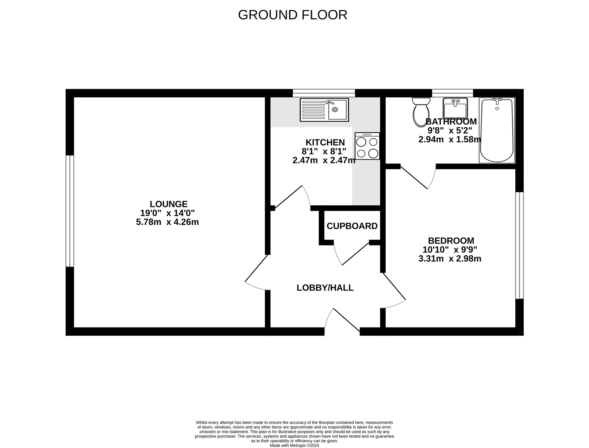 Floorplan of 1 bedroom  Flat for sale, Hamilton Road, Southsea, Hampshire, PO5