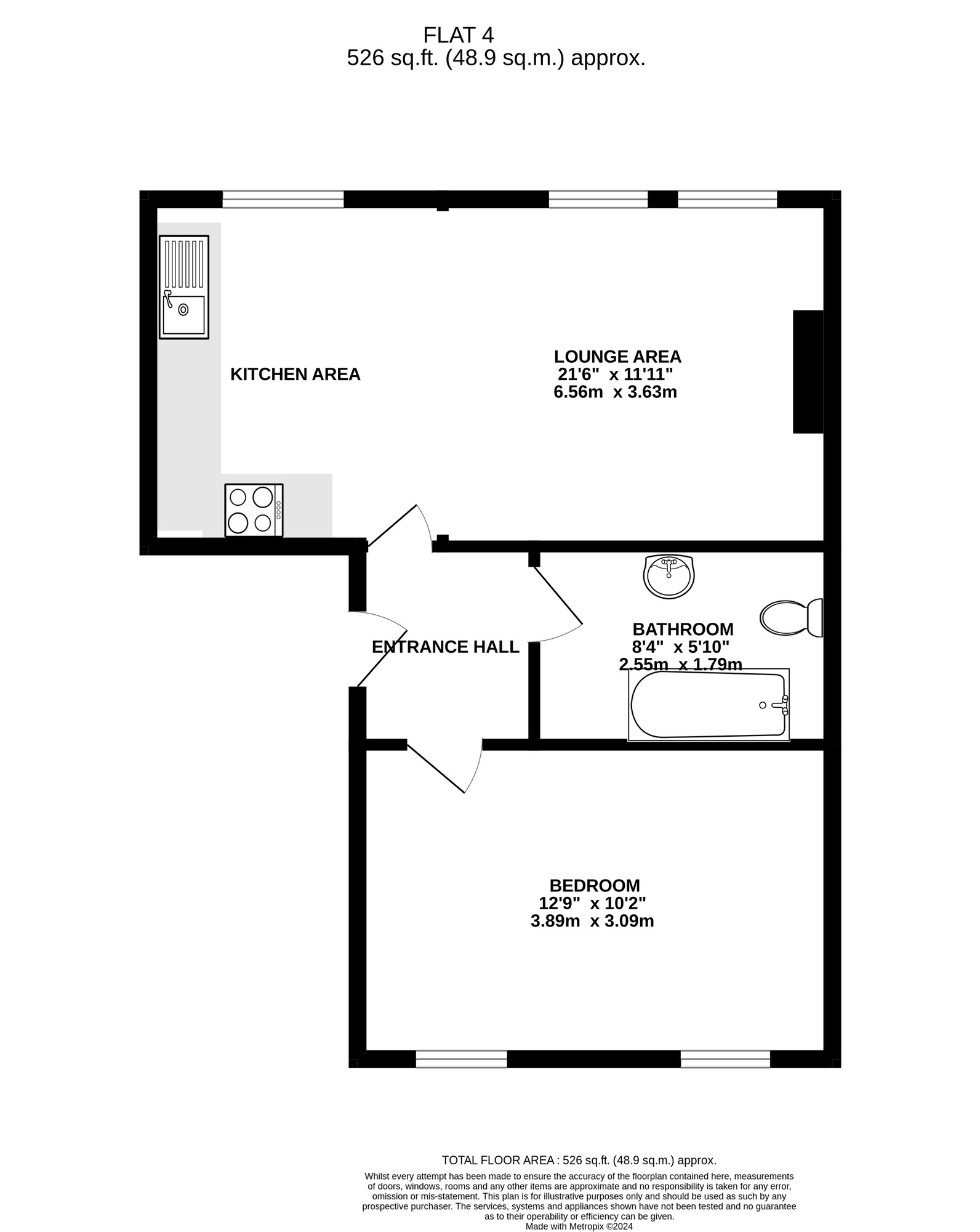 Floorplan of 1 bedroom  Flat for sale, Shaftesbury Road, Southsea, Hampshire, PO5