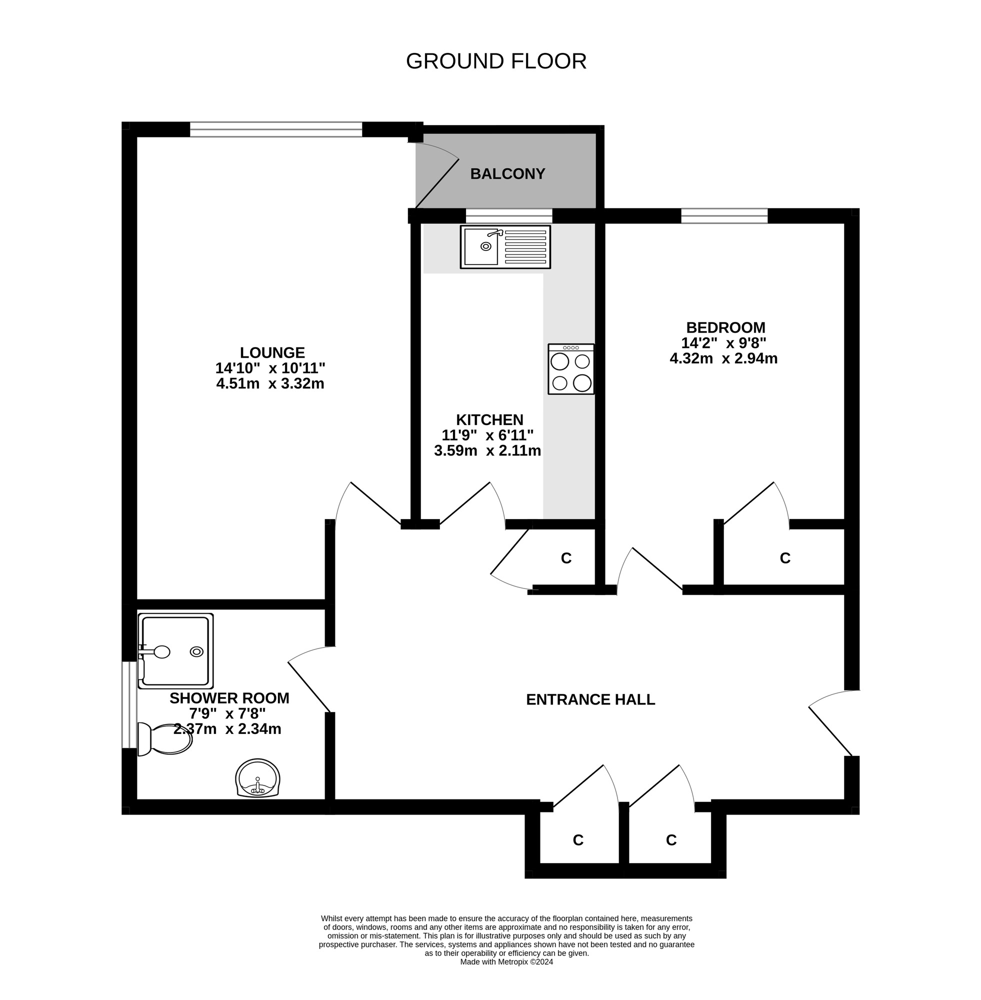 Floorplan of 1 bedroom  Flat for sale, Marmion Avenue, Southsea, Hampshire, PO5