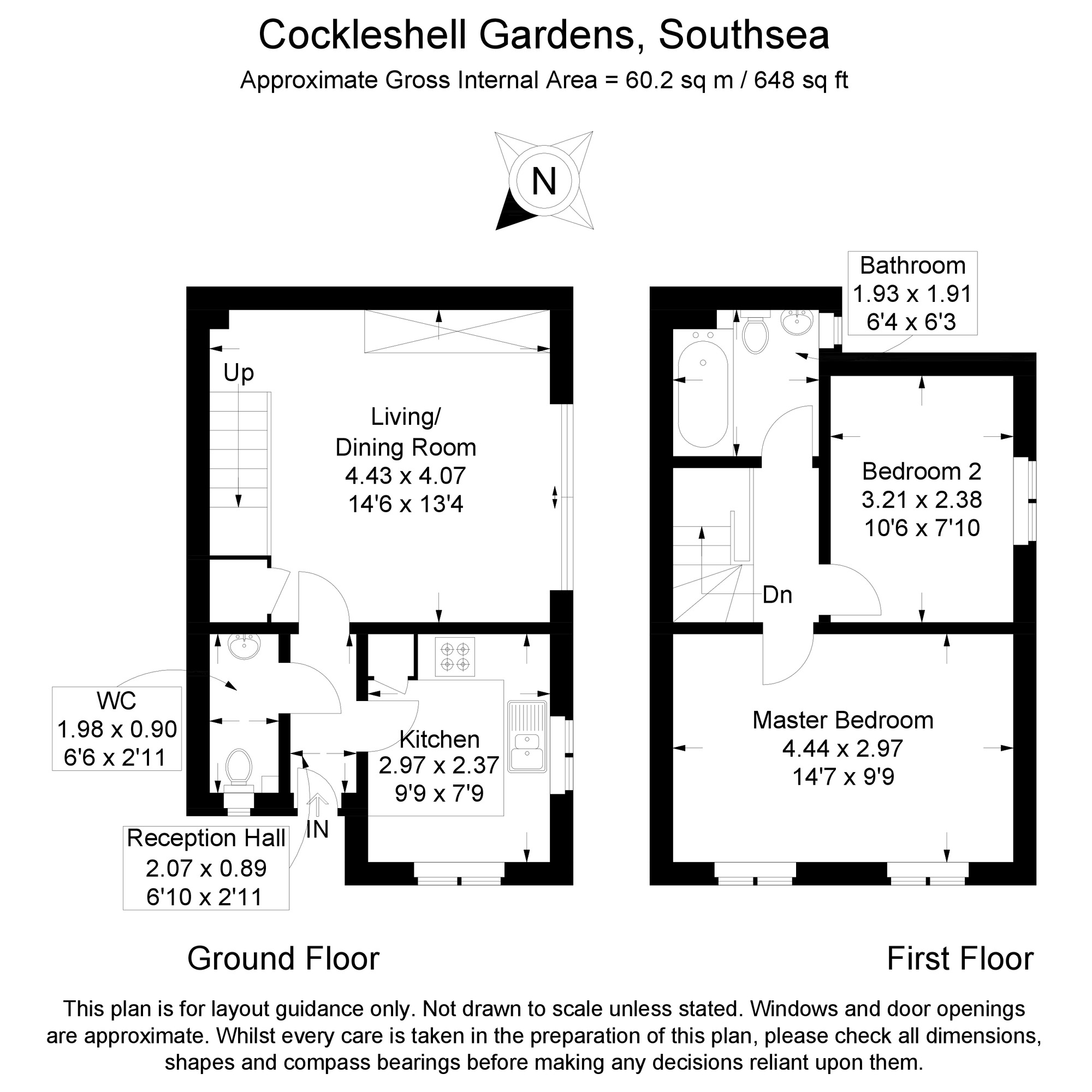 Floorplan of 2 bedroom Semi Detached House for sale, Cockleshell Gardens, Southsea, Hampshire, PO4