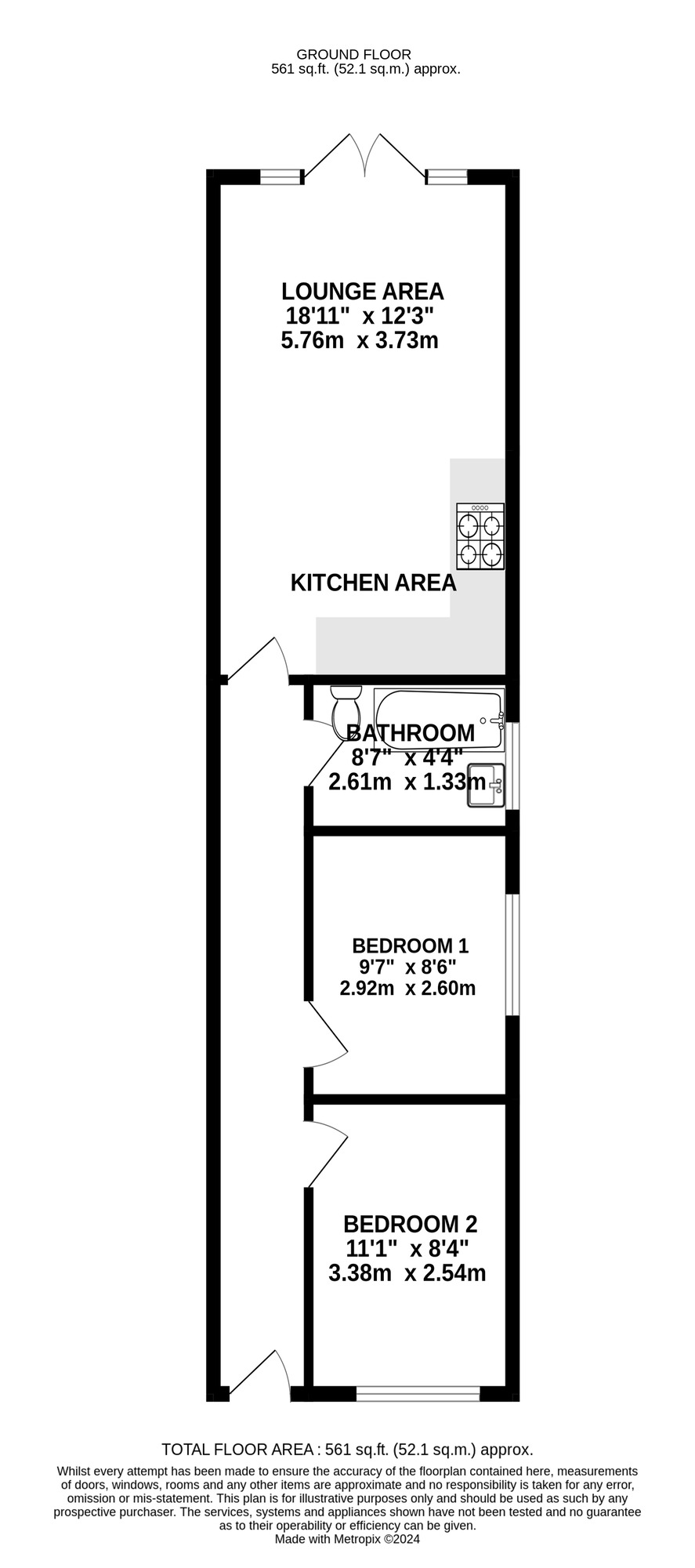 Floorplan of 2 bedroom Detached Bungalow for sale, Holland Road, Southsea, Hampshire, PO4