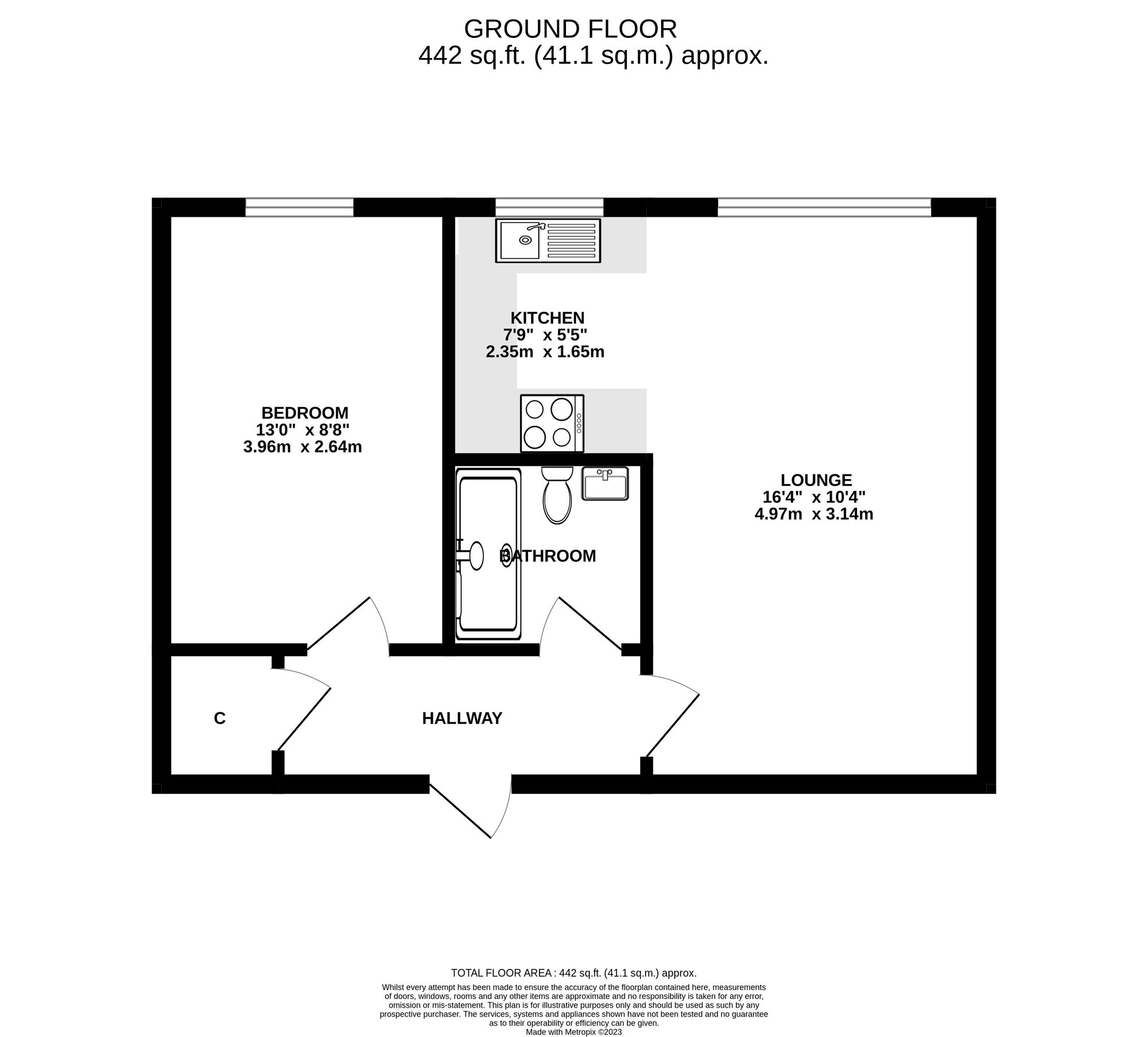 Floorplan of 1 bedroom  Flat to rent, Cottage Grove, Southsea, Hampshire, PO5