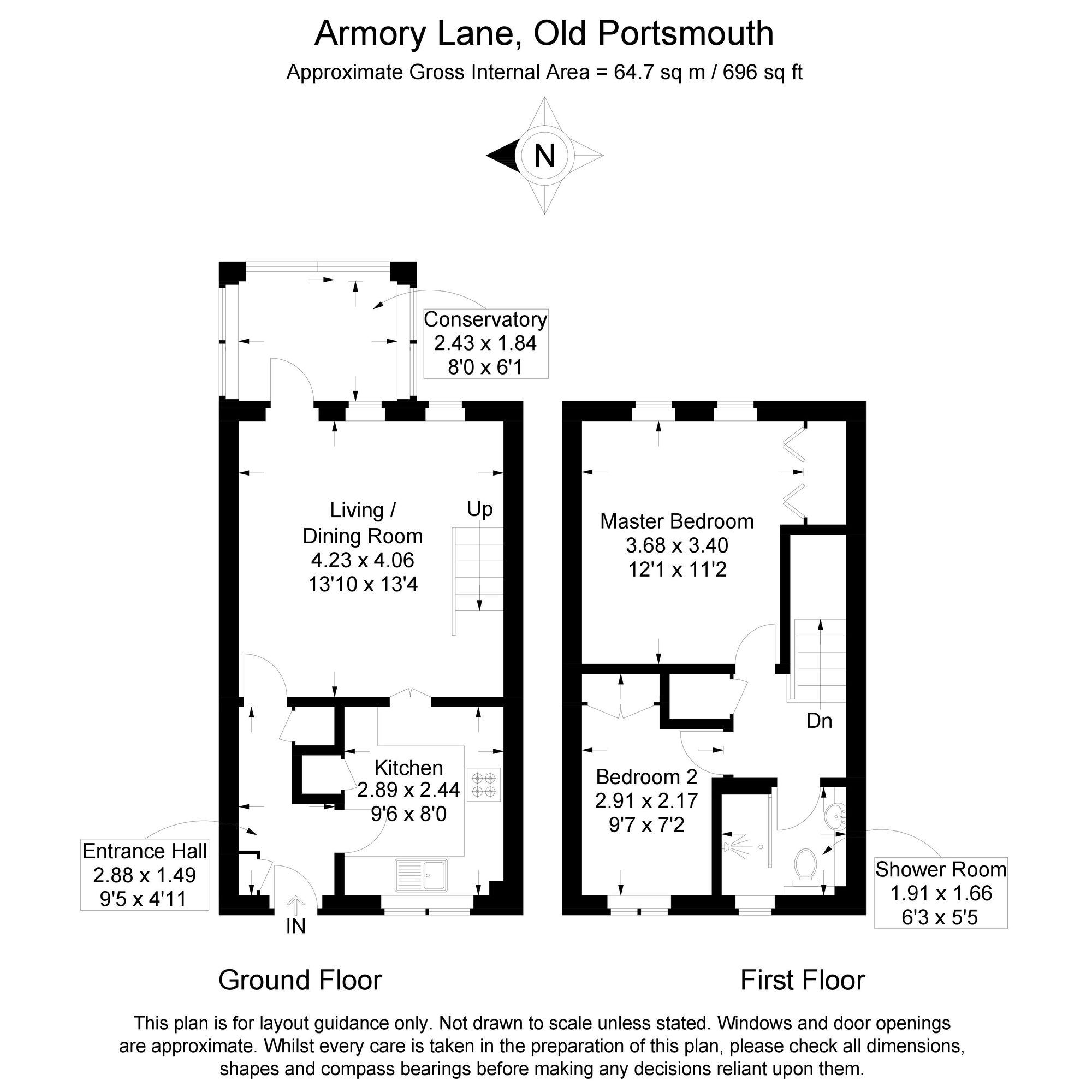 Floorplan of 2 bedroom Mid Terrace House for sale, Armory Lane, Portsmouth, Hampshire, PO1