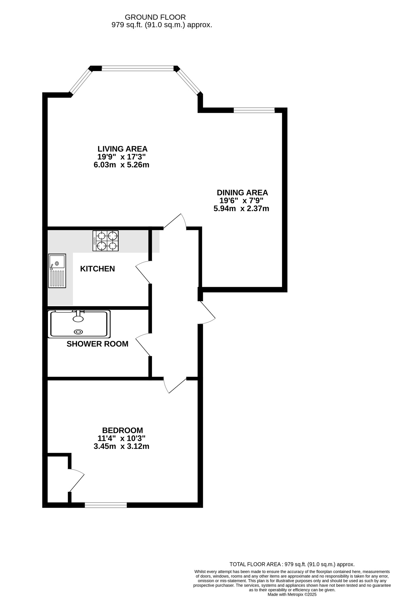 Floorplan of 1 bedroom  Flat for sale, Clarence Parade, Southsea, Hampshire, PO5