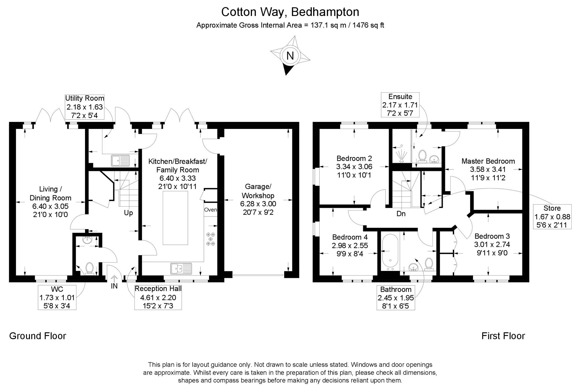 Floorplan of 4 bedroom Detached House for sale, Cotton Way, Havant, Hampshire, PO9