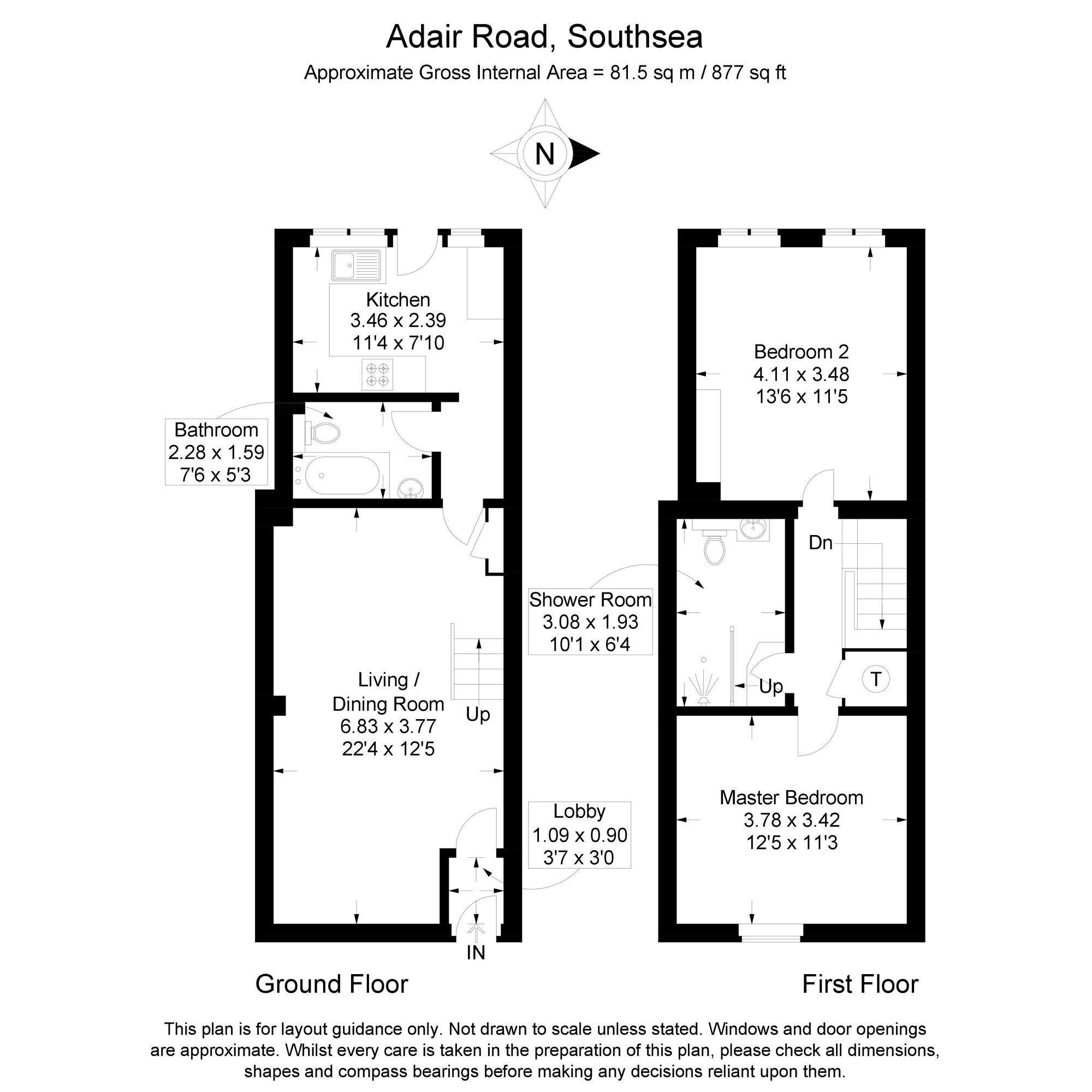 Floorplan of 2 bedroom Mid Terrace House for sale, Adair Road, Southsea, Hampshire, PO4