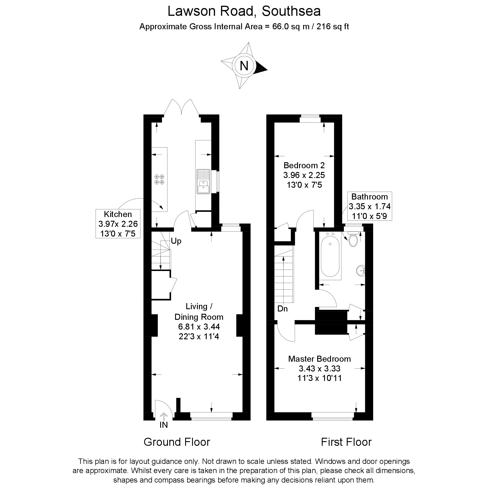 Floorplan of 2 bedroom Mid Terrace House for sale, Lawson Road, Southsea, Hampshire, PO5