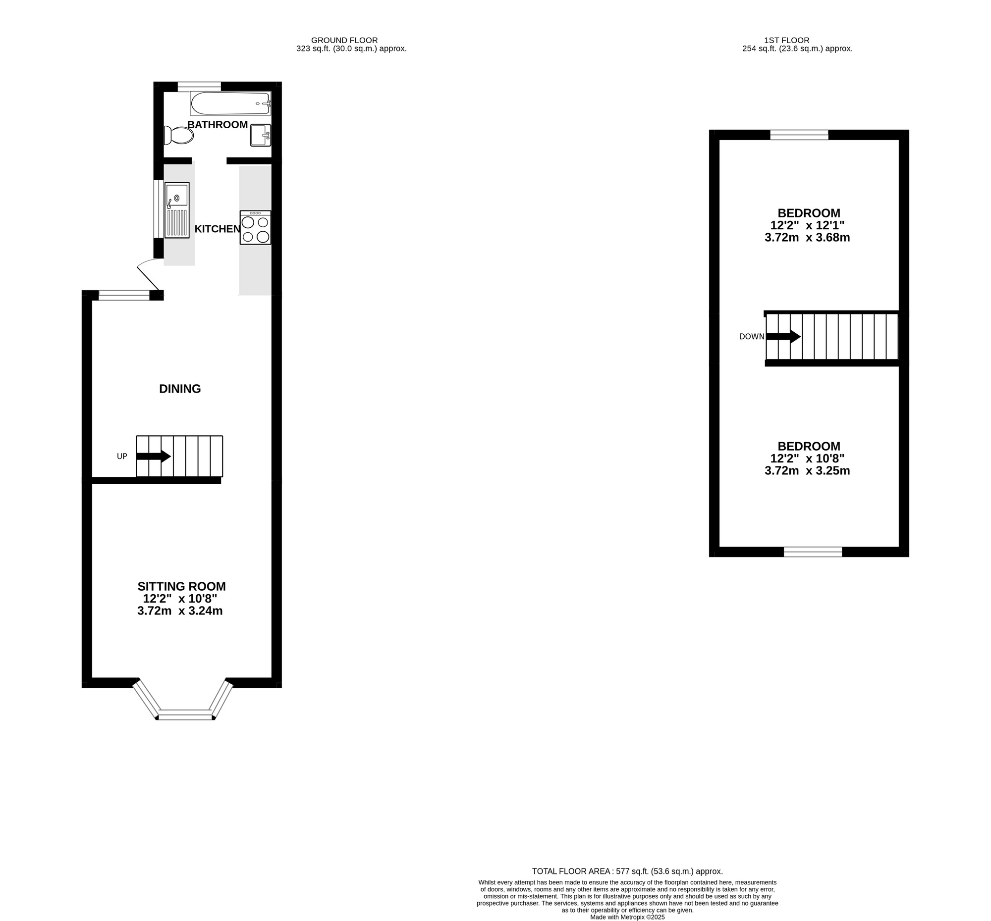 Floorplan of 2 bedroom Mid Terrace House for sale, Sutherland Road, Southsea, Hampshire, PO4