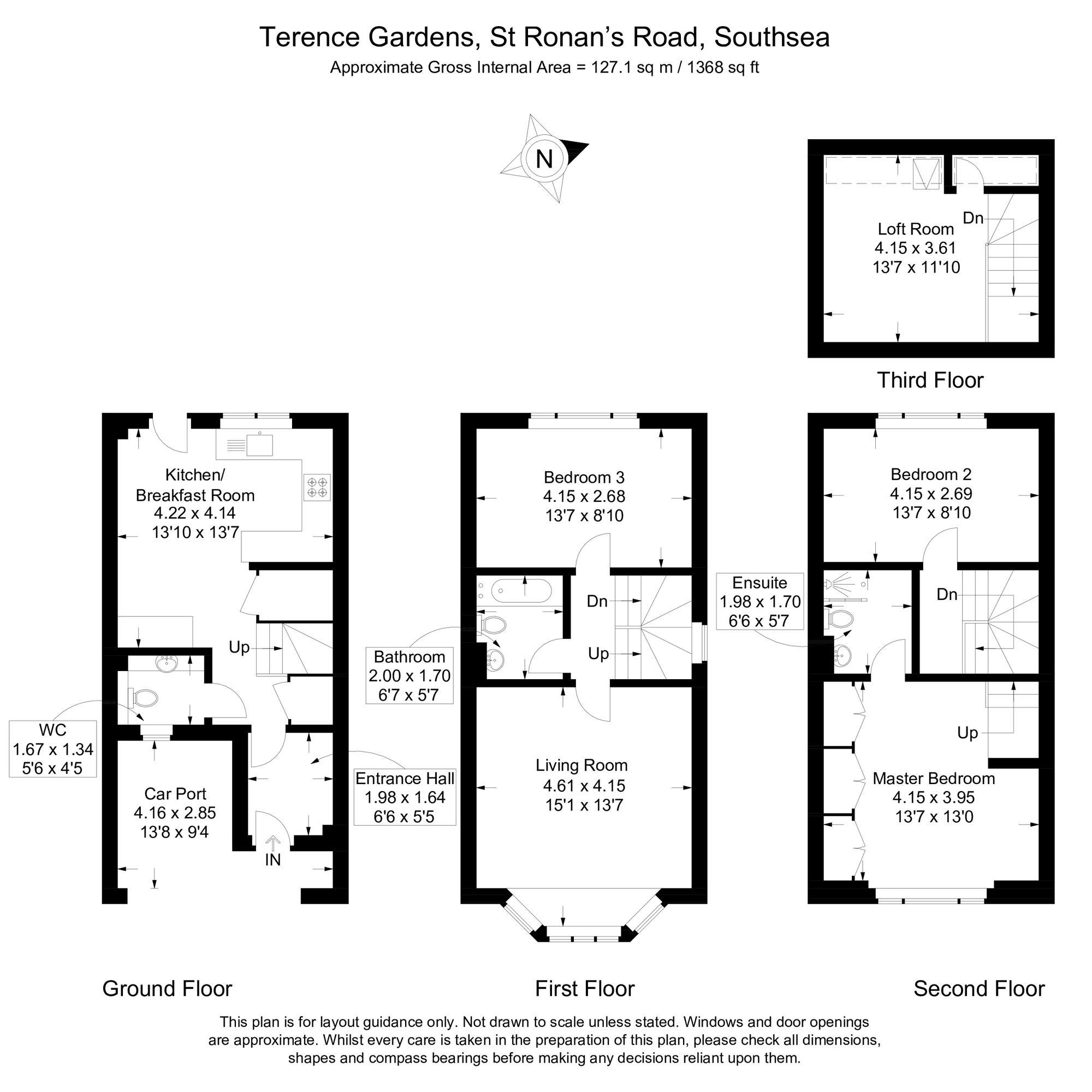 Floorplan of 4 bedroom End Terrace House for sale, St. Ronans Road, Southsea, Hampshire, PO4