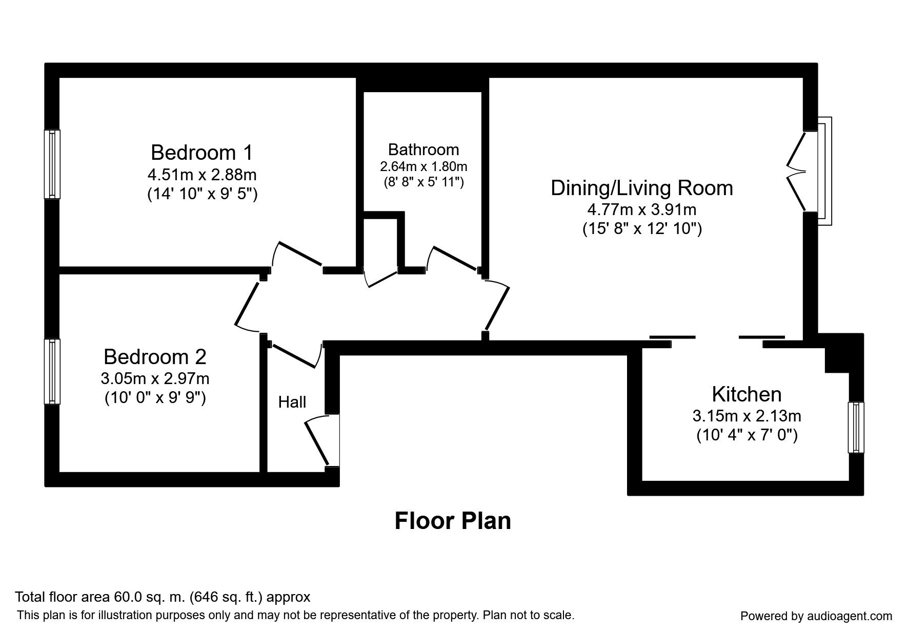 Floorplan of 2 bedroom  Flat to rent, Labrador Quay, Salford, M50