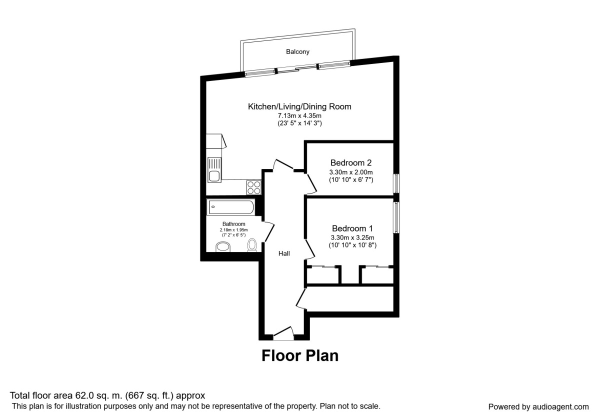 Floorplan of 2 bedroom  Flat to rent, The Quays, Salford, M50