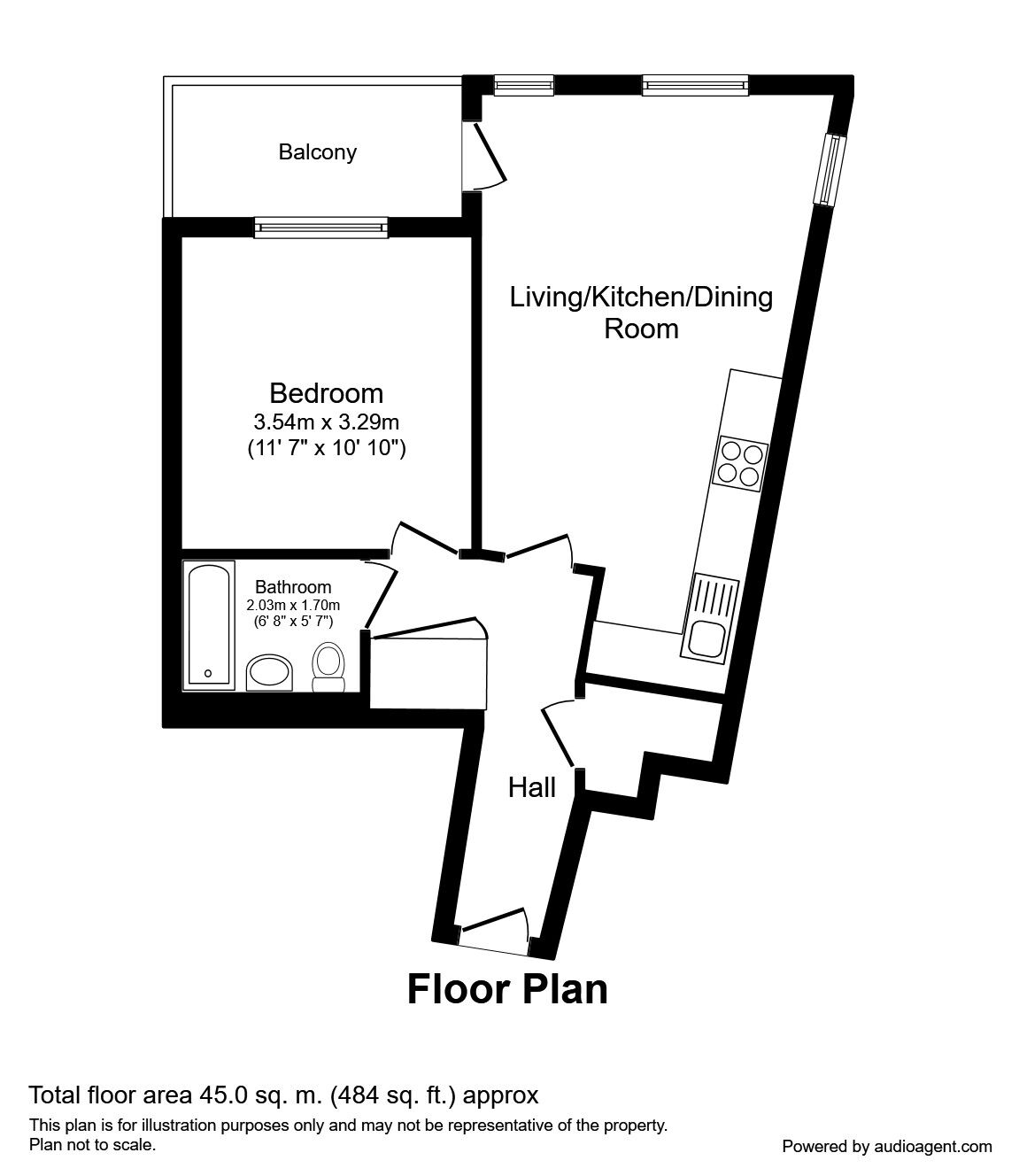 Floorplan of 1 bedroom  Flat to rent, The Quays, Salford, M50