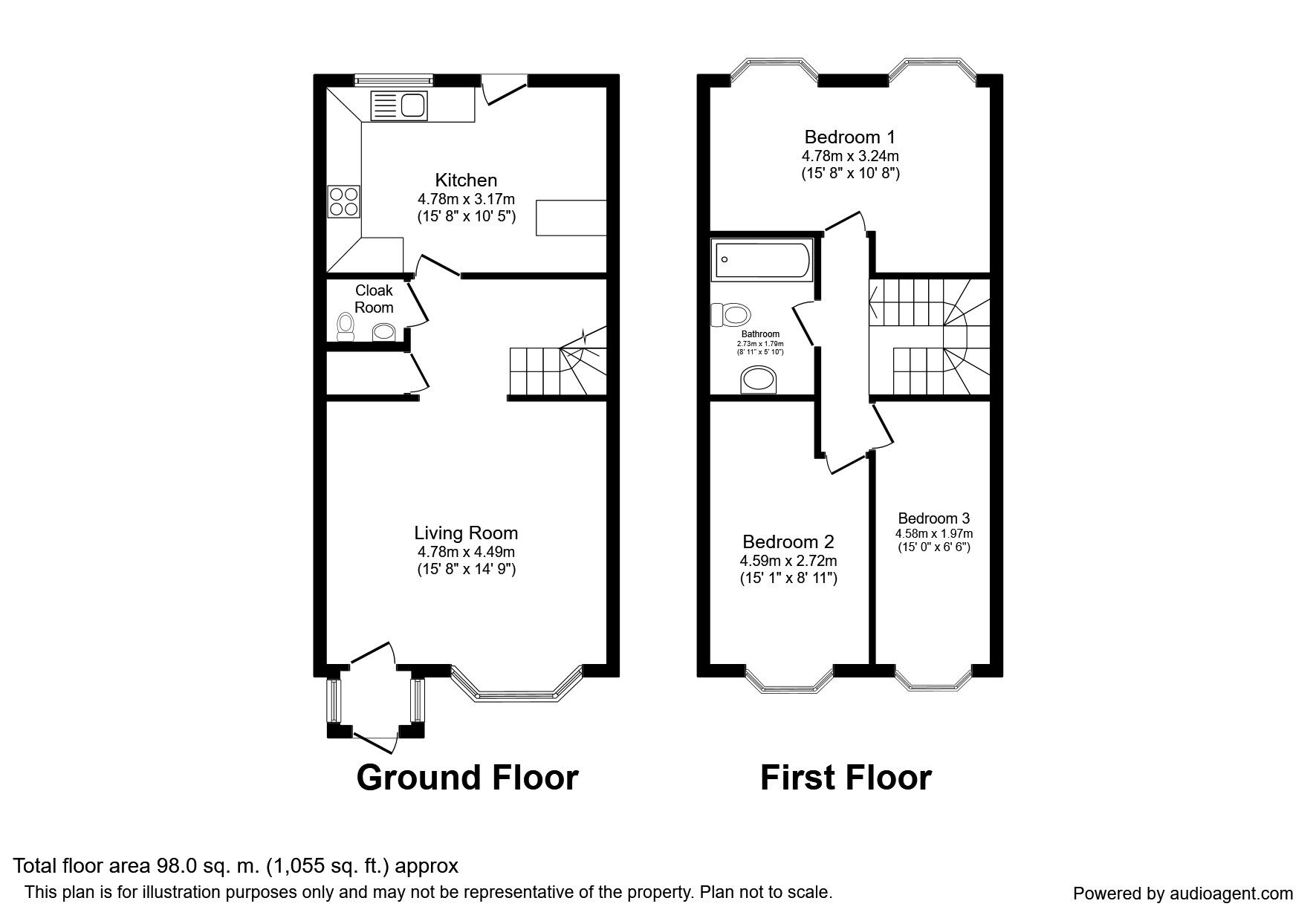 Floorplan of 3 bedroom Mid Terrace House to rent, Clarke Avenue, Salford, M5