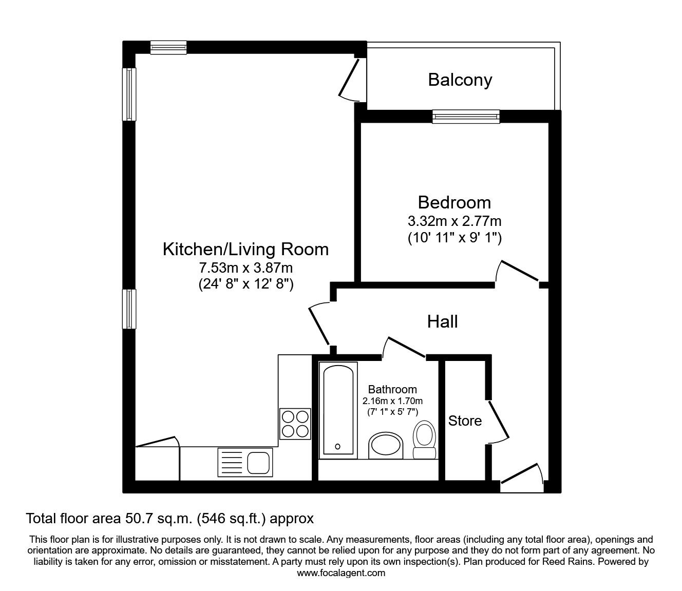 Floorplan of 1 bedroom  Flat for sale, The Quays, Salford, M50