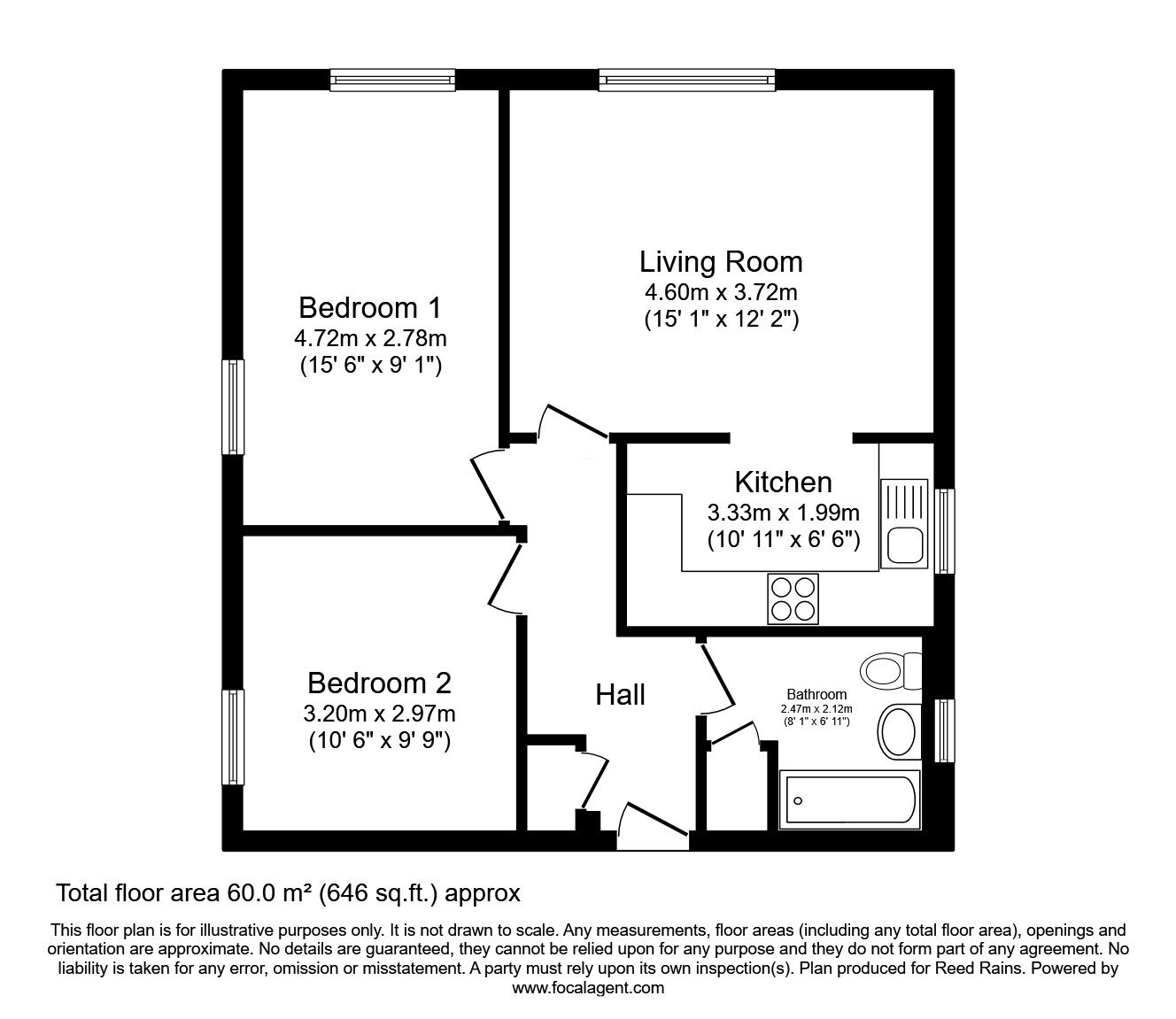 Floorplan of 2 bedroom  Flat for sale, Calico Close, Salford, M3