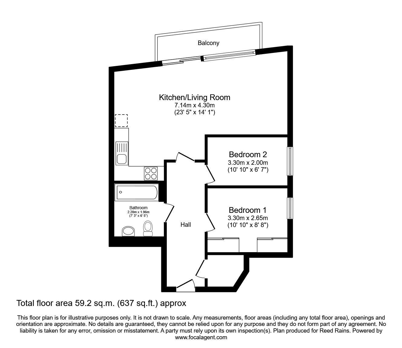 Floorplan of 2 bedroom  Flat to rent, The Quays, Salford, Greater Manchester, M50