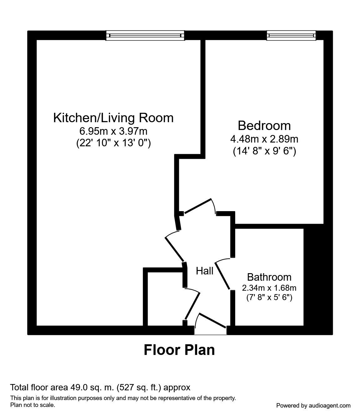 Floorplan of 1 bedroom  Flat for sale, Broadway, Salford, Greater Manchester, M50