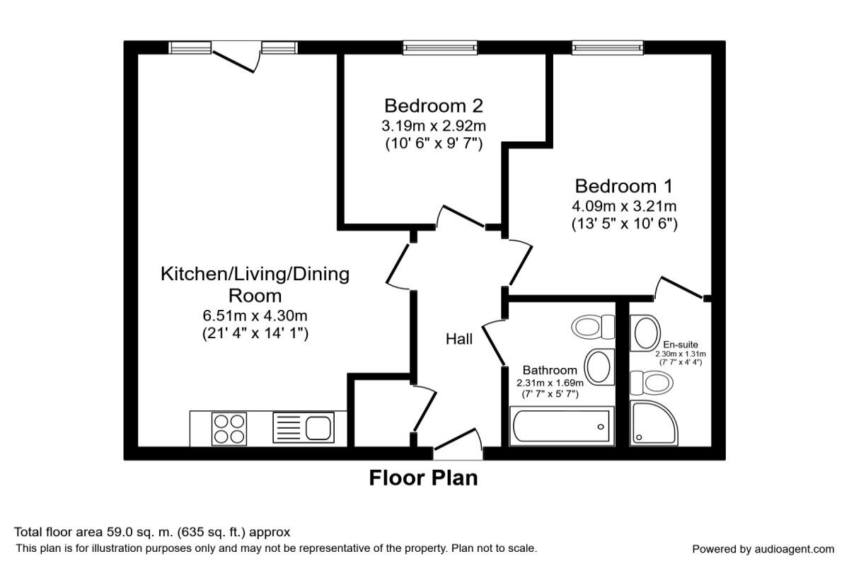 Floorplan of 2 bedroom  Flat to rent, Pilgrims Way, Salford, Greater Manchester, M50