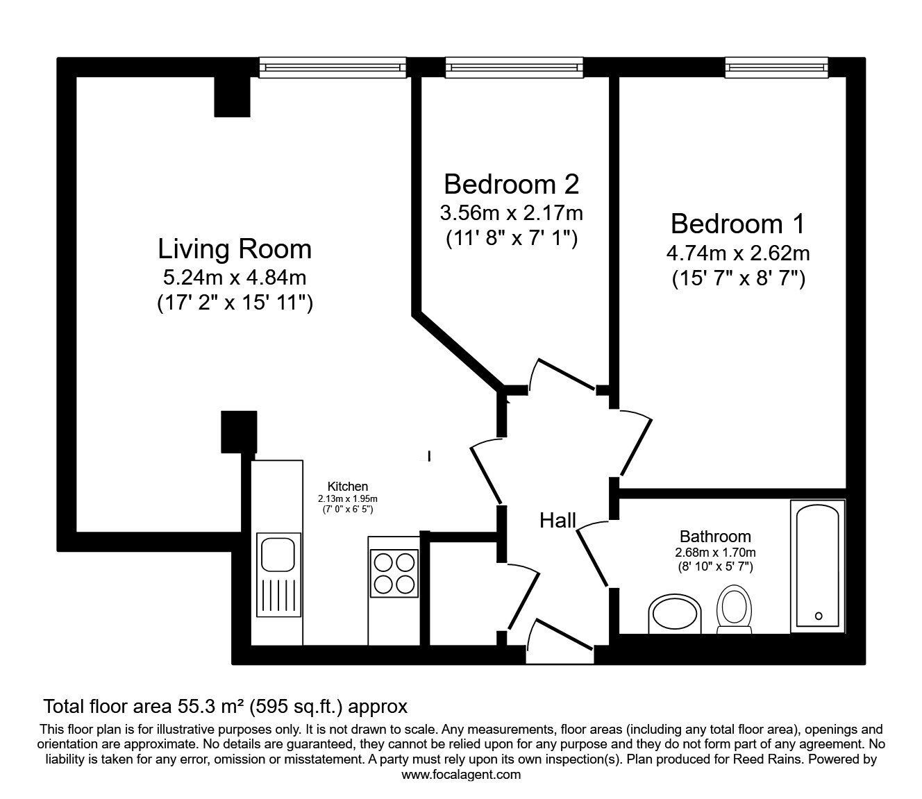 Floorplan of 2 bedroom  Flat to rent, Broadway, Salford, Greater Manchester, M50