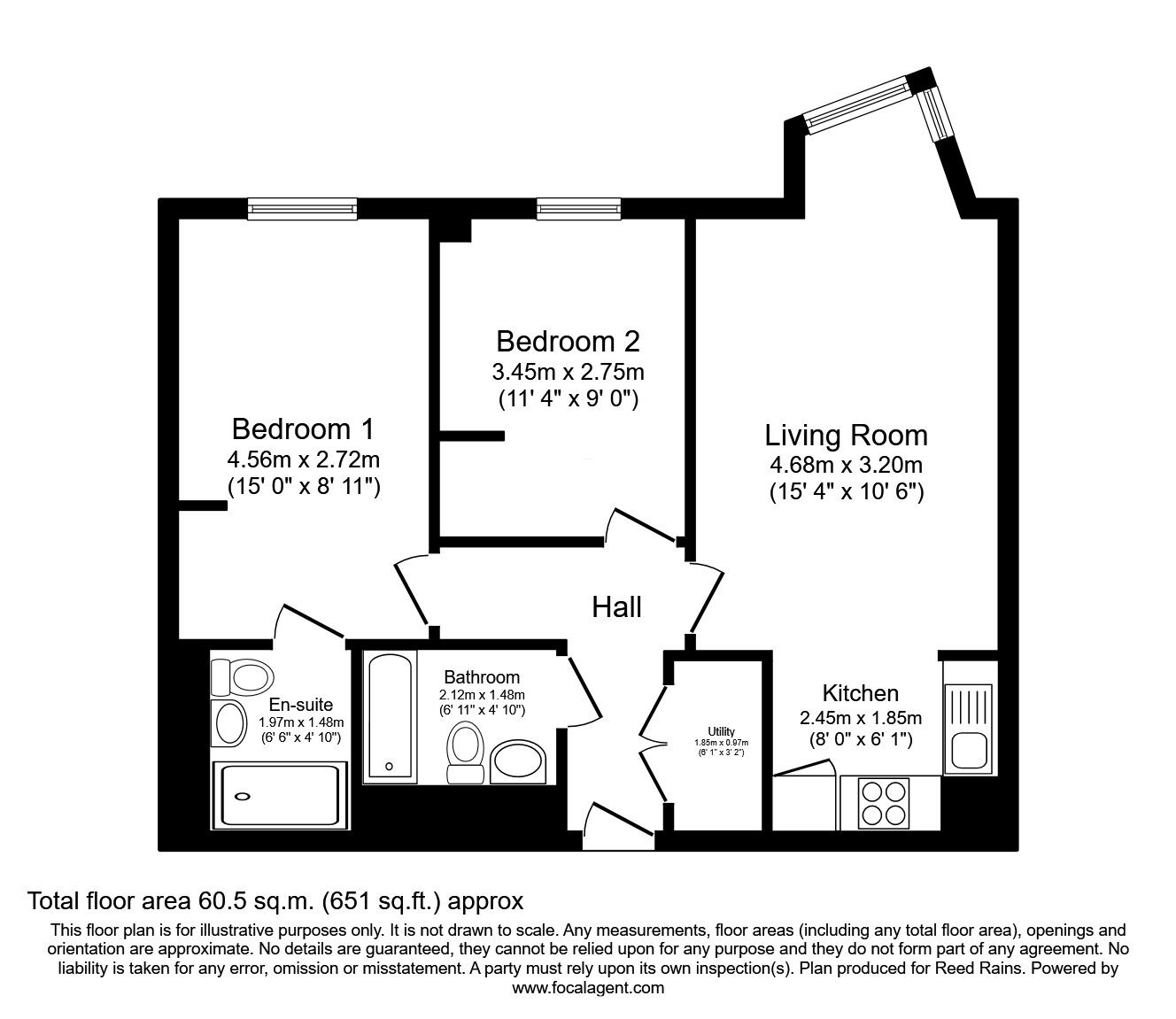 Floorplan of 2 bedroom  Flat to rent, Ordsall Lane, Salford, M5