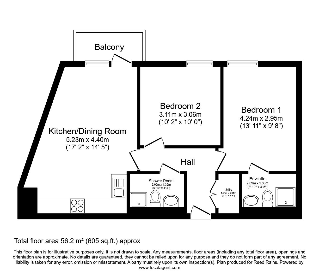 Floorplan of 2 bedroom  Flat to rent, Oldfield Road, Salford, Greater Manchester, M5