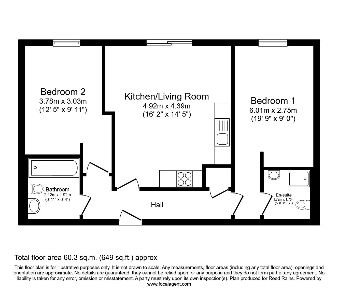 Floorplan of 2 bedroom  Flat to rent, Woden Street, Salford, Greater Manchester, M5