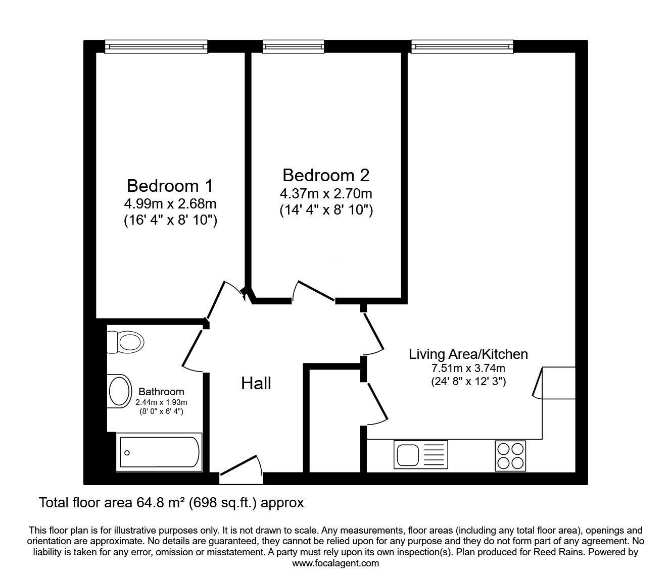 Floorplan of 2 bedroom  Flat for sale, Ordsall Lane, Salford, M5