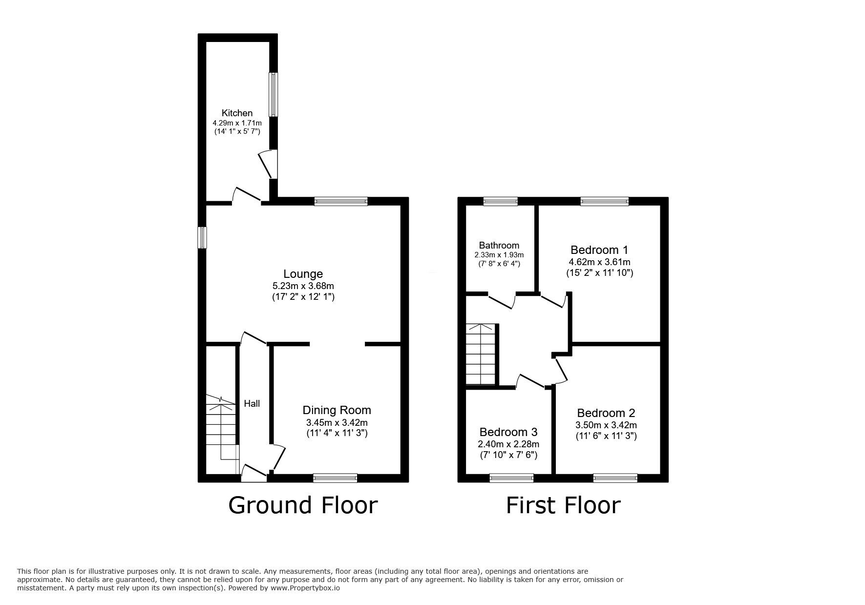 Floorplan of 3 bedroom End Terrace House for sale, Derby Road, Stanley, Durham, DH9