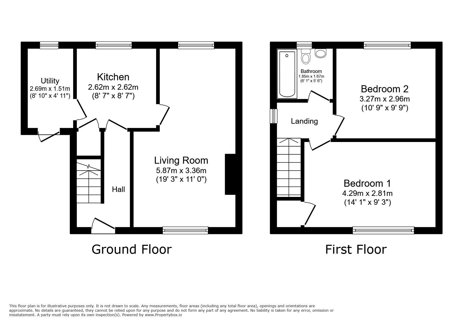 Floorplan of 2 bedroom End Terrace House for sale, Rogerley Terrace, Stanley, Durham, DH9