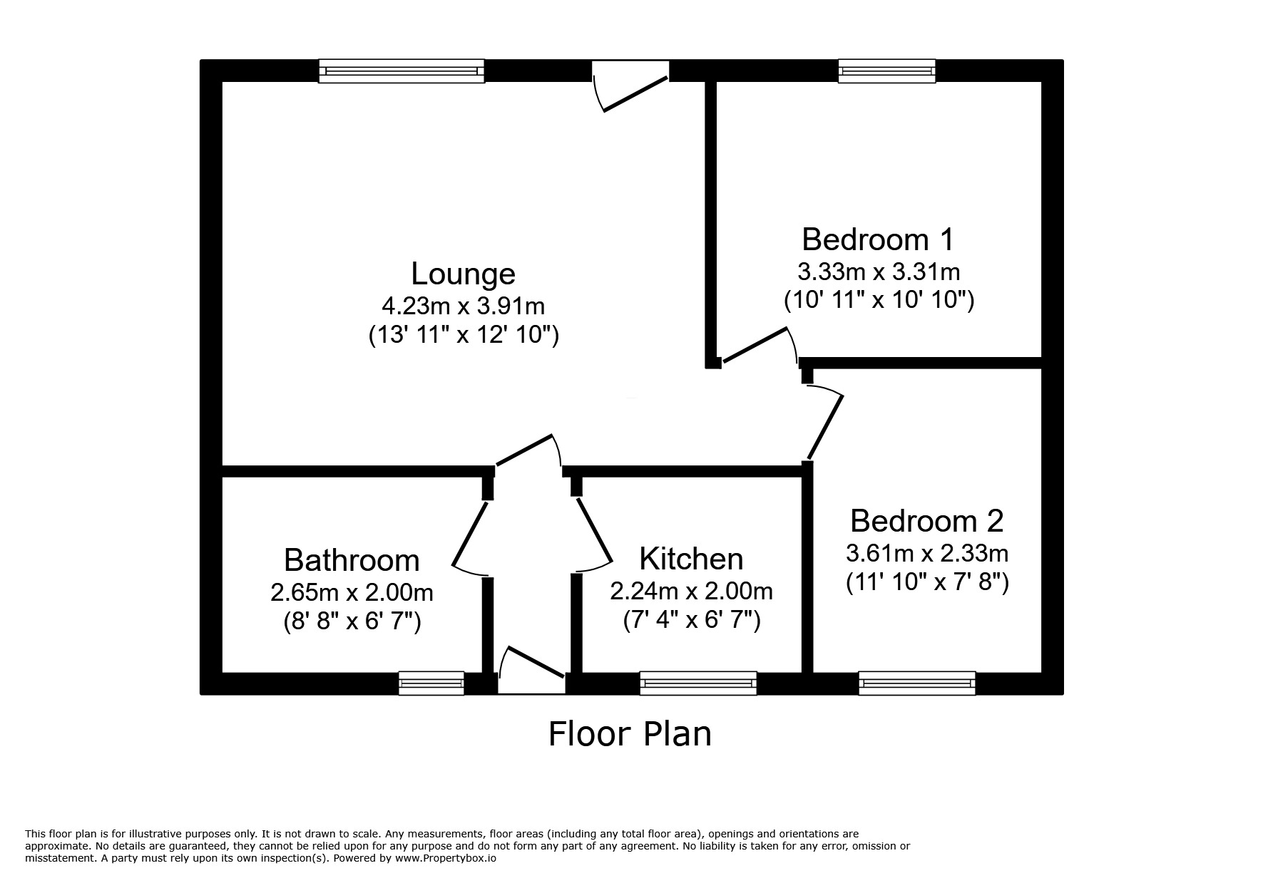 Floorplan of 2 bedroom Mid Terrace Bungalow for sale, Avon Road, Stanley, Durham, DH9