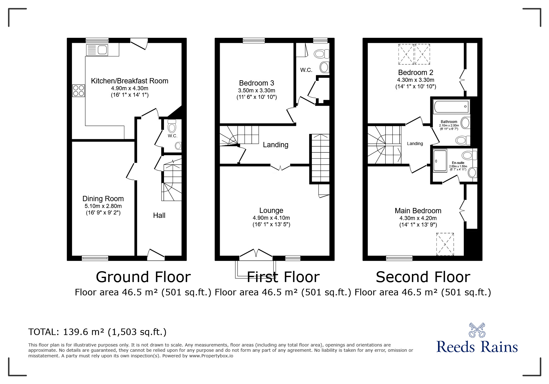 Floorplan of 3 bedroom Mid Terrace House for sale, Roseberry Mews, West Pelton, Durham, DH9