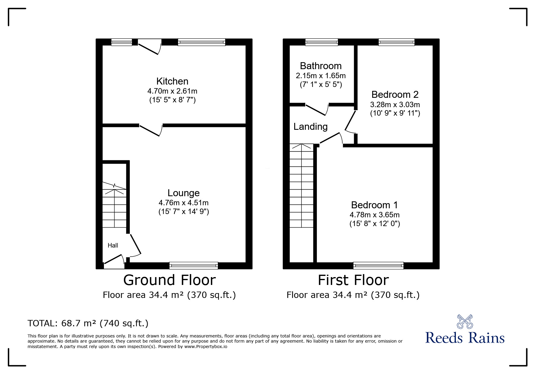 Floorplan of 2 bedroom Mid Terrace House for sale, Jane Street, Stanley, Durham, DH9