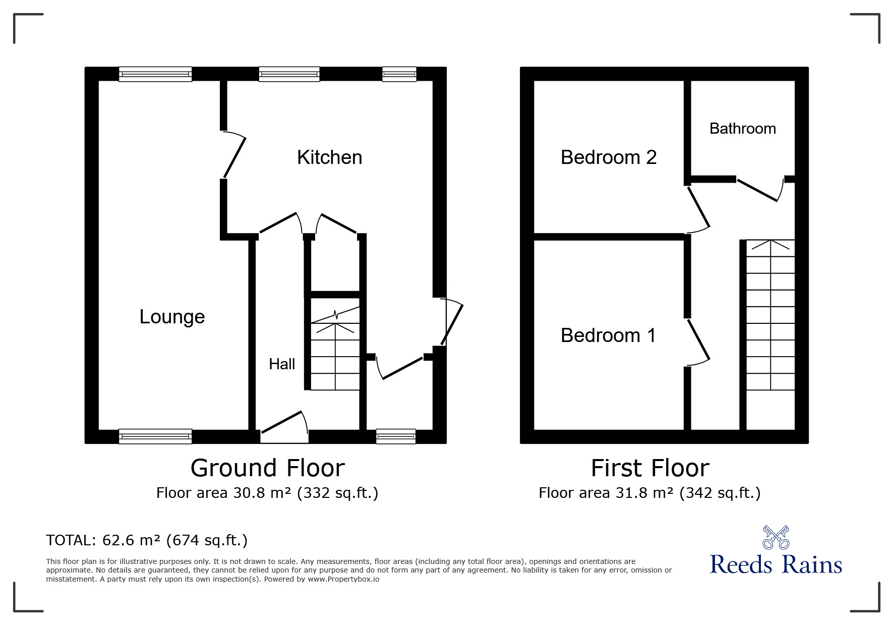 Floorplan of 2 bedroom Semi Detached House for sale, Langdon Gardens, Stanley, Durham, DH9