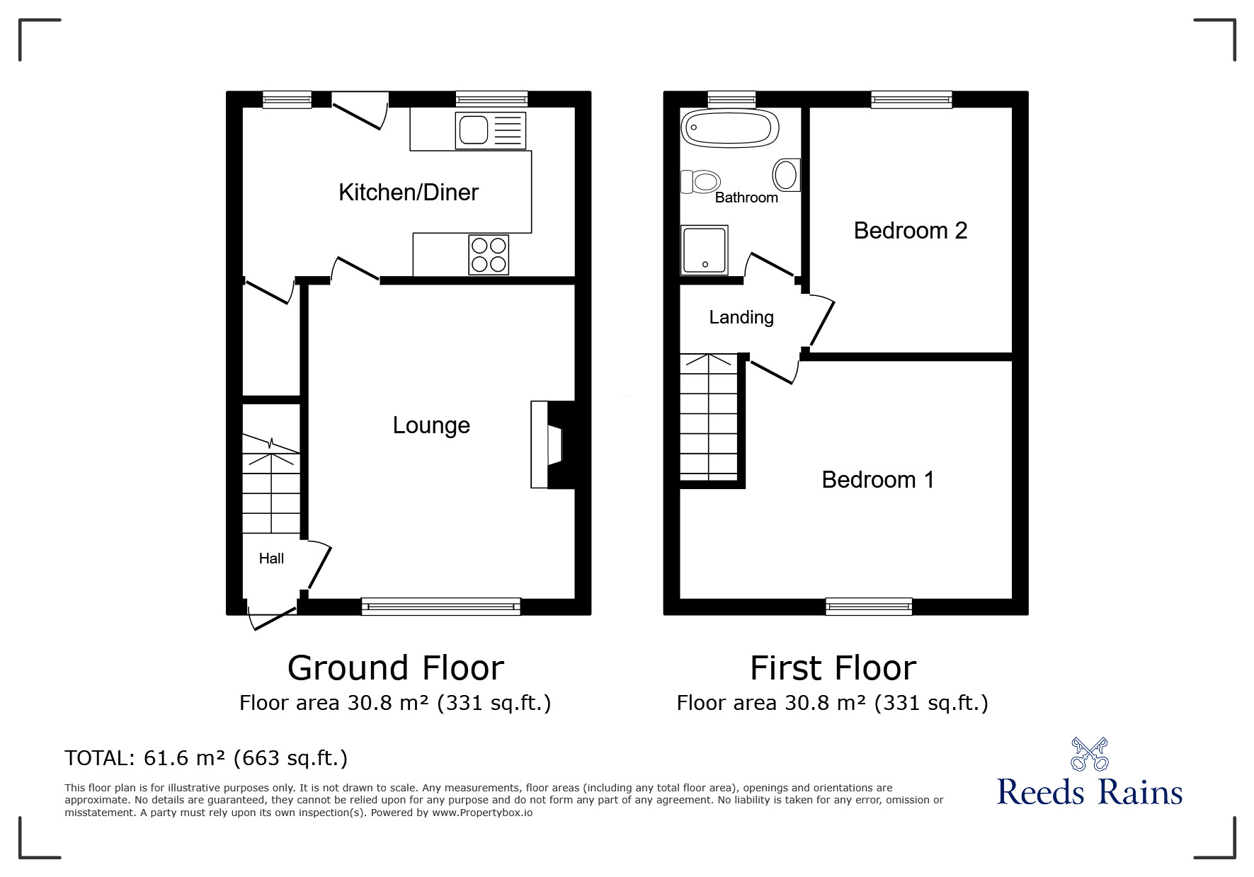 Floorplan of 2 bedroom Mid Terrace House for sale, Asquith Terrace, Stanley, Durham, DH9