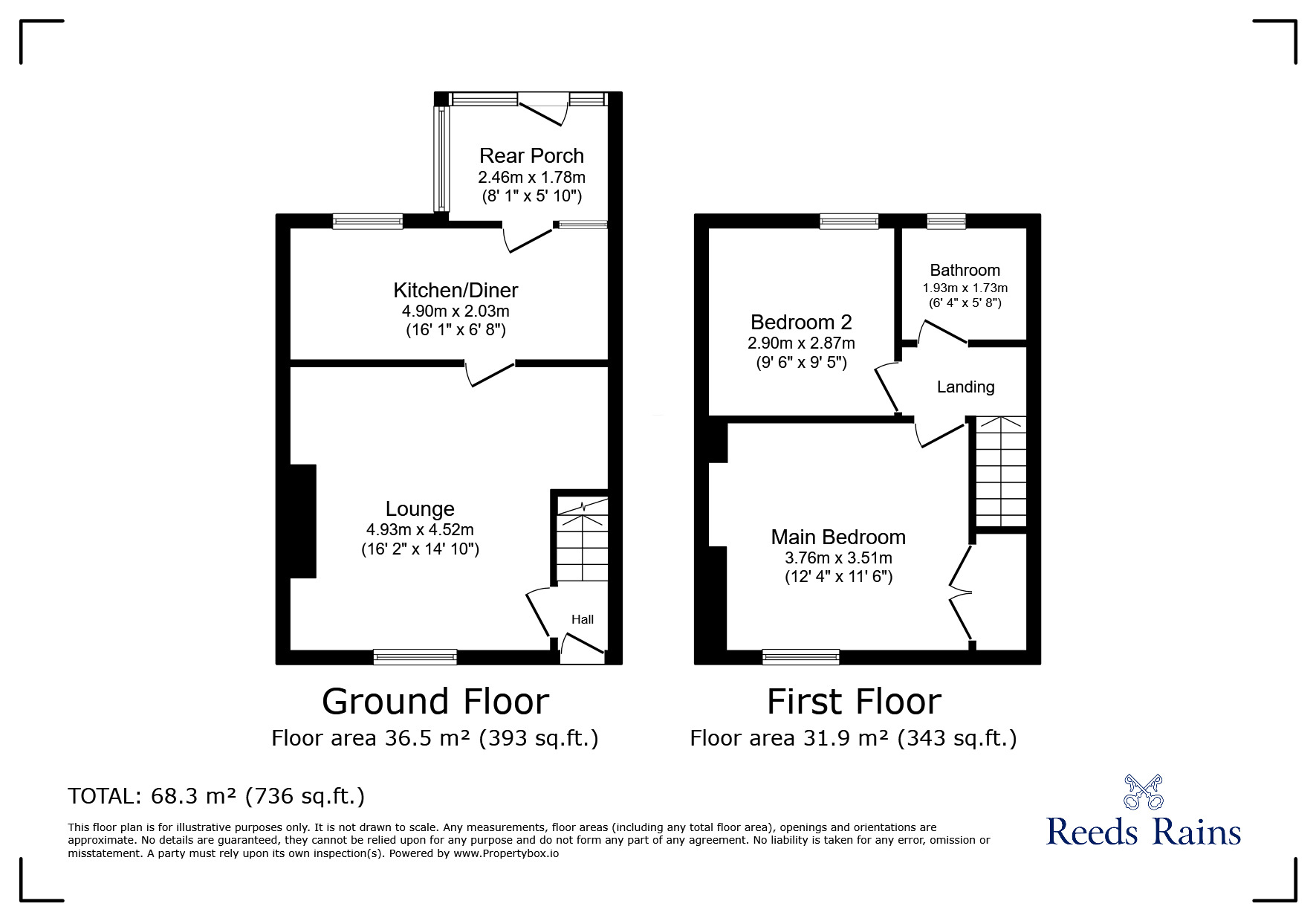 Floorplan of 2 bedroom Mid Terrace House to rent, Mary Street, Annfield Plain, Durham, DH9