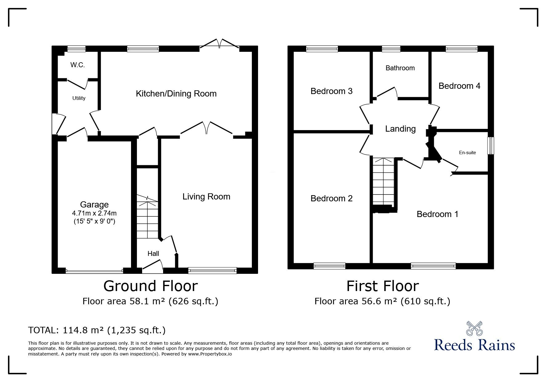 Floorplan of 4 bedroom Detached House for sale, Kielder Drive, The Middles, Stanley, DH9