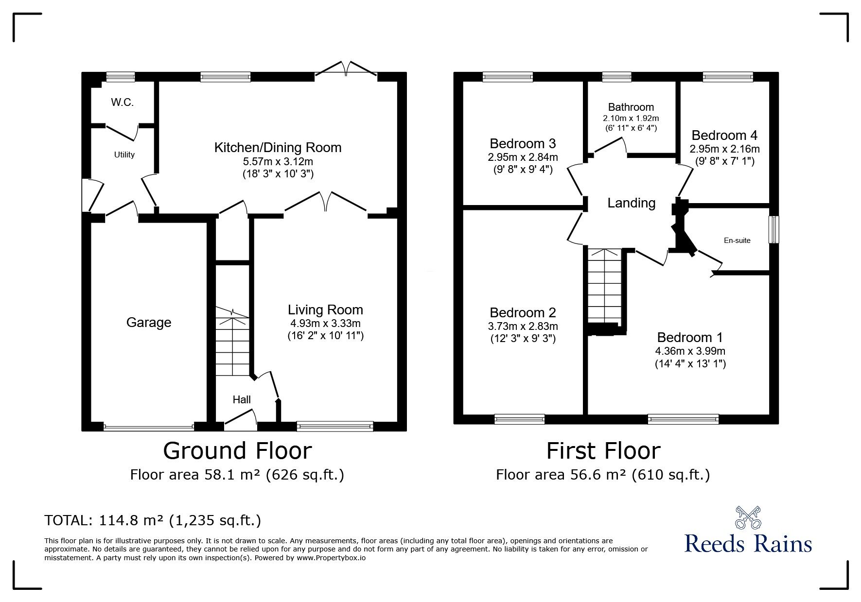 Floorplan of 4 bedroom Detached House for sale, Kielder Drive, The Middles, Stanley, DH9