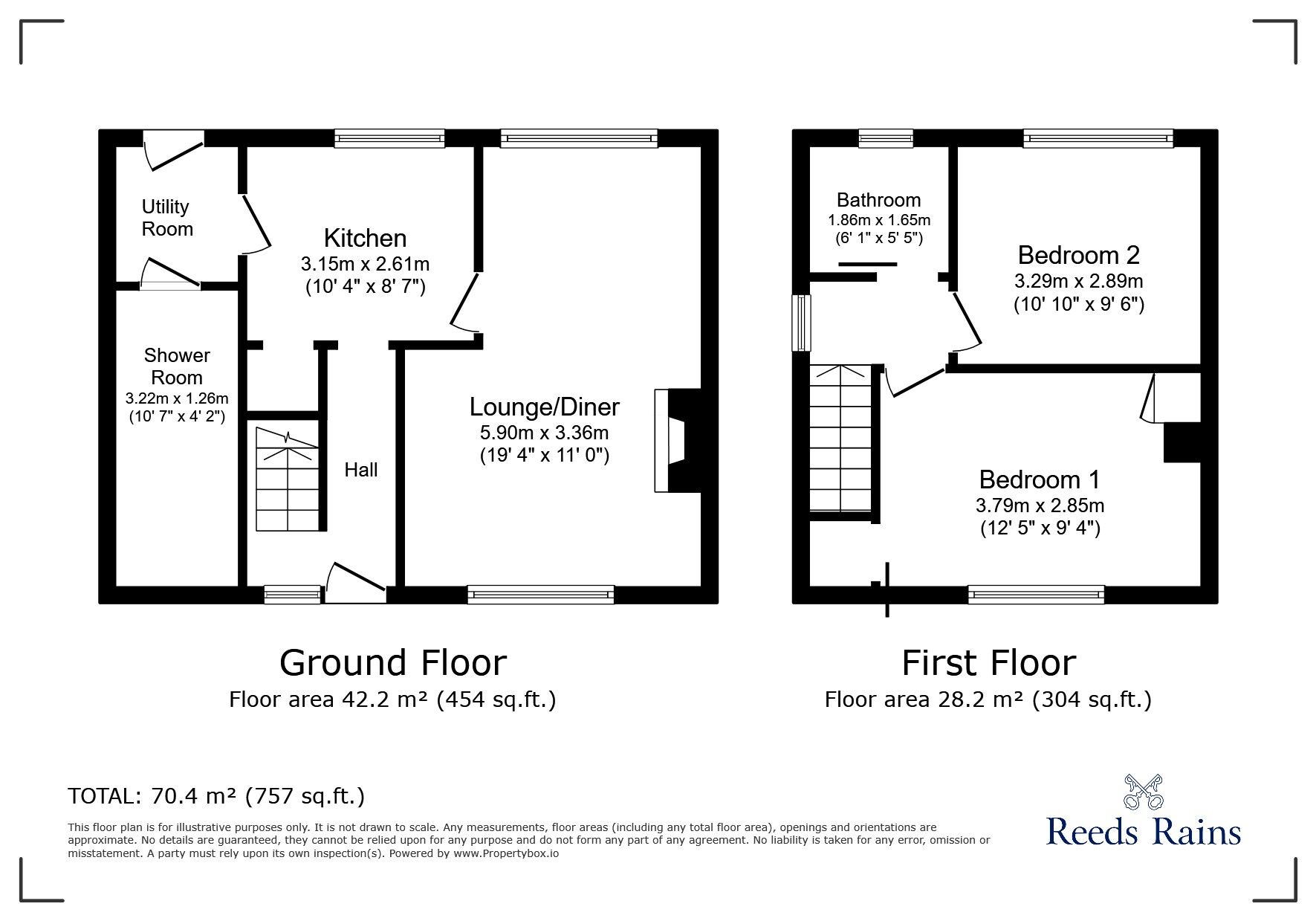 Floorplan of 2 bedroom End Terrace House for sale, Kirkfield Gardens, Stanley, Durham, DH9