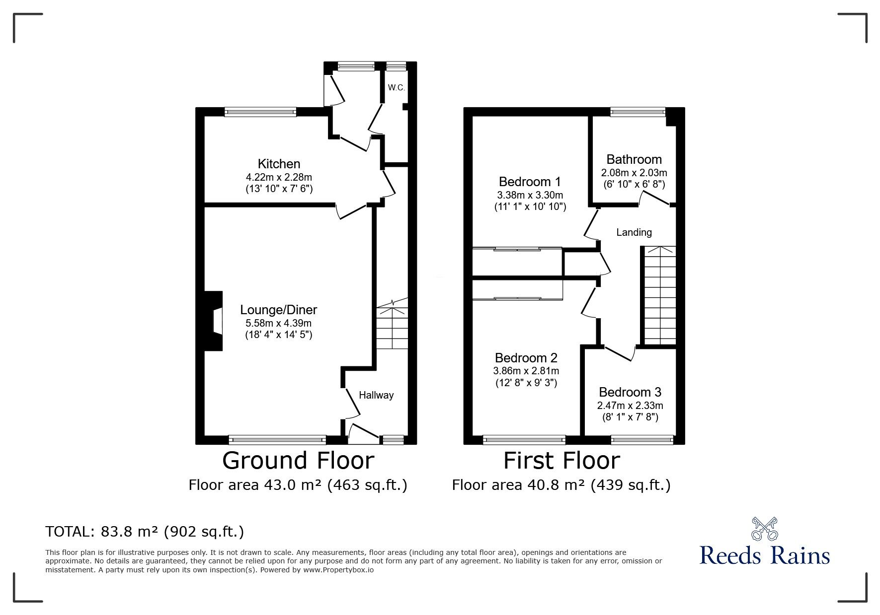 Floorplan of 3 bedroom Mid Terrace House for sale, Coates Close, Stanley, Durham, DH9