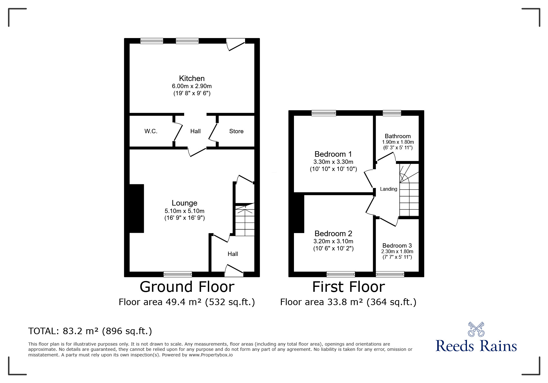 Floorplan of 3 bedroom Mid Terrace House for sale, Wylam Street, Stanley, Durham, DH9